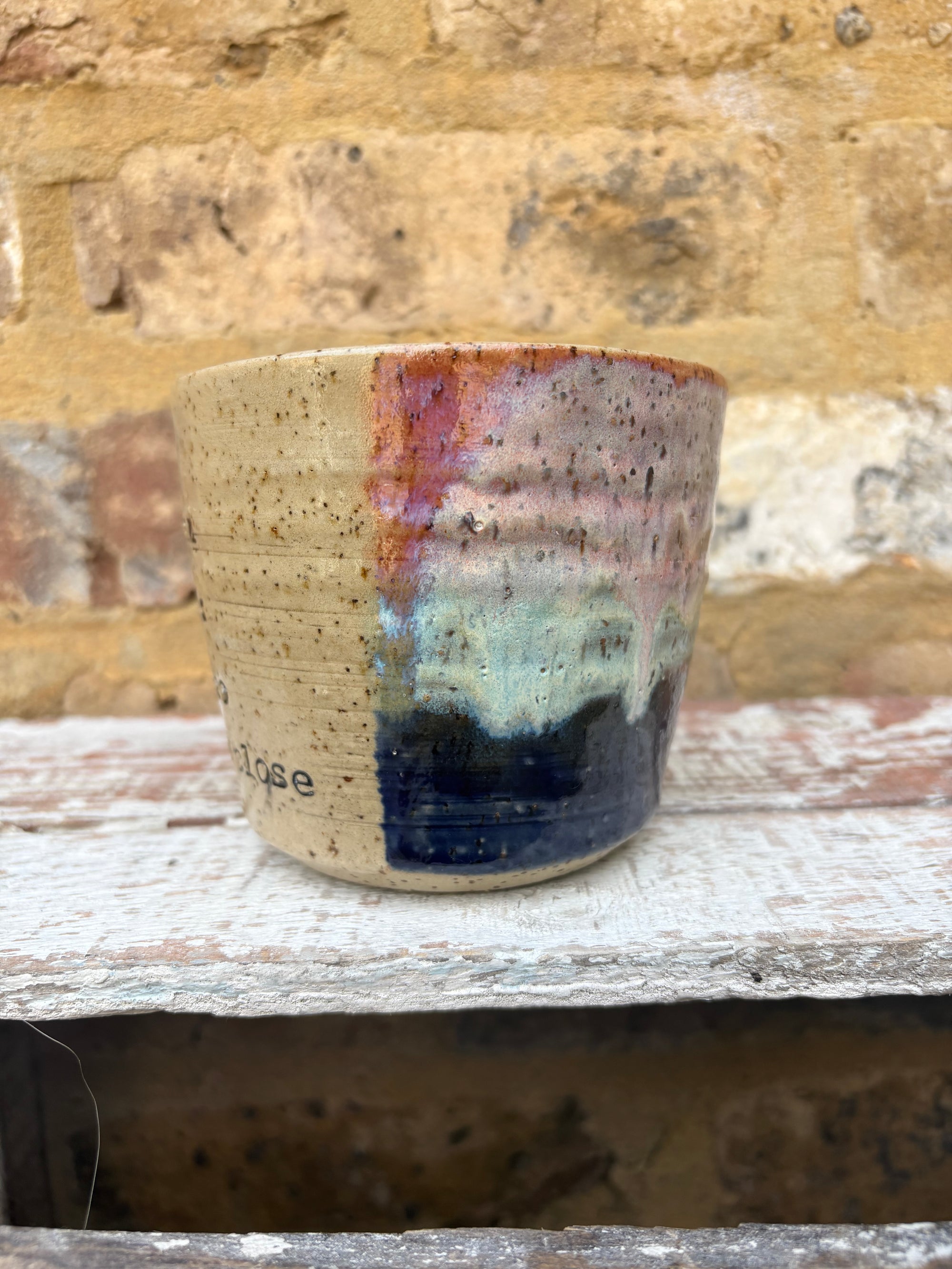 "if you can read this, you're too fucking close" mug (Pink Night Sky)