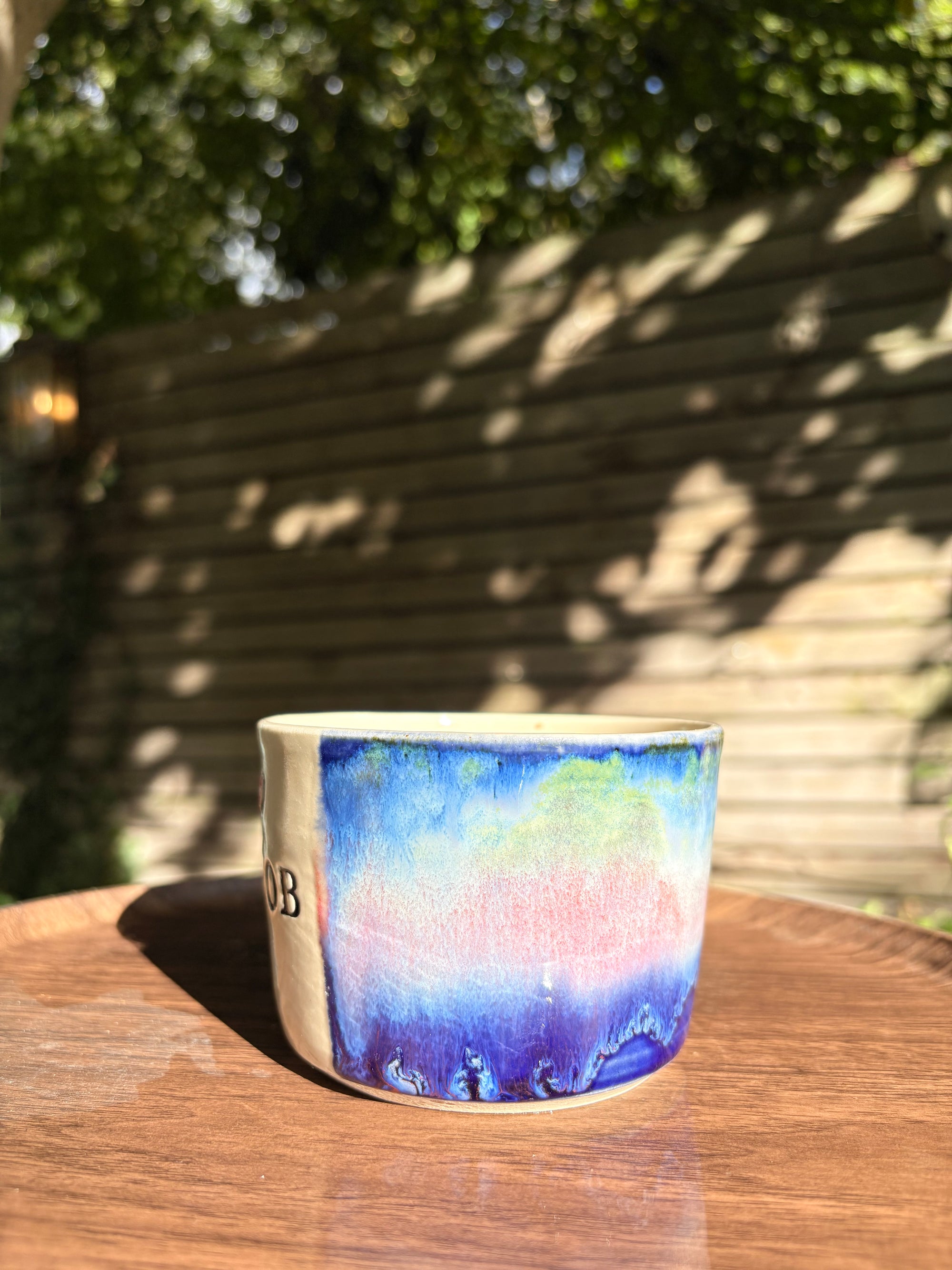 "I 🩷 my job” "FML" mug (Blue Night Sky, 260ml, right hander)