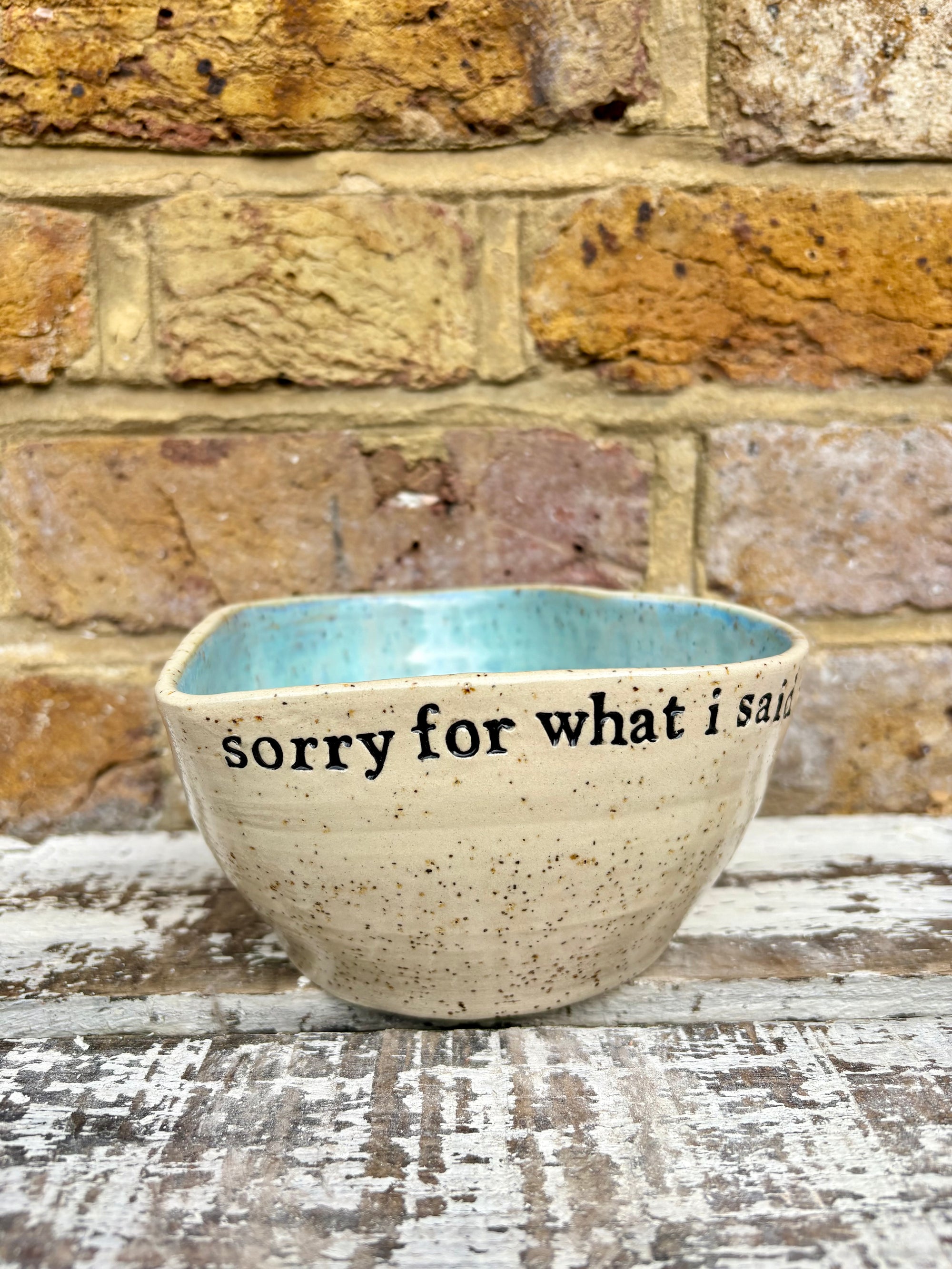"I'm sorry for what I said when I was hungry" bowl (Pink Skies)