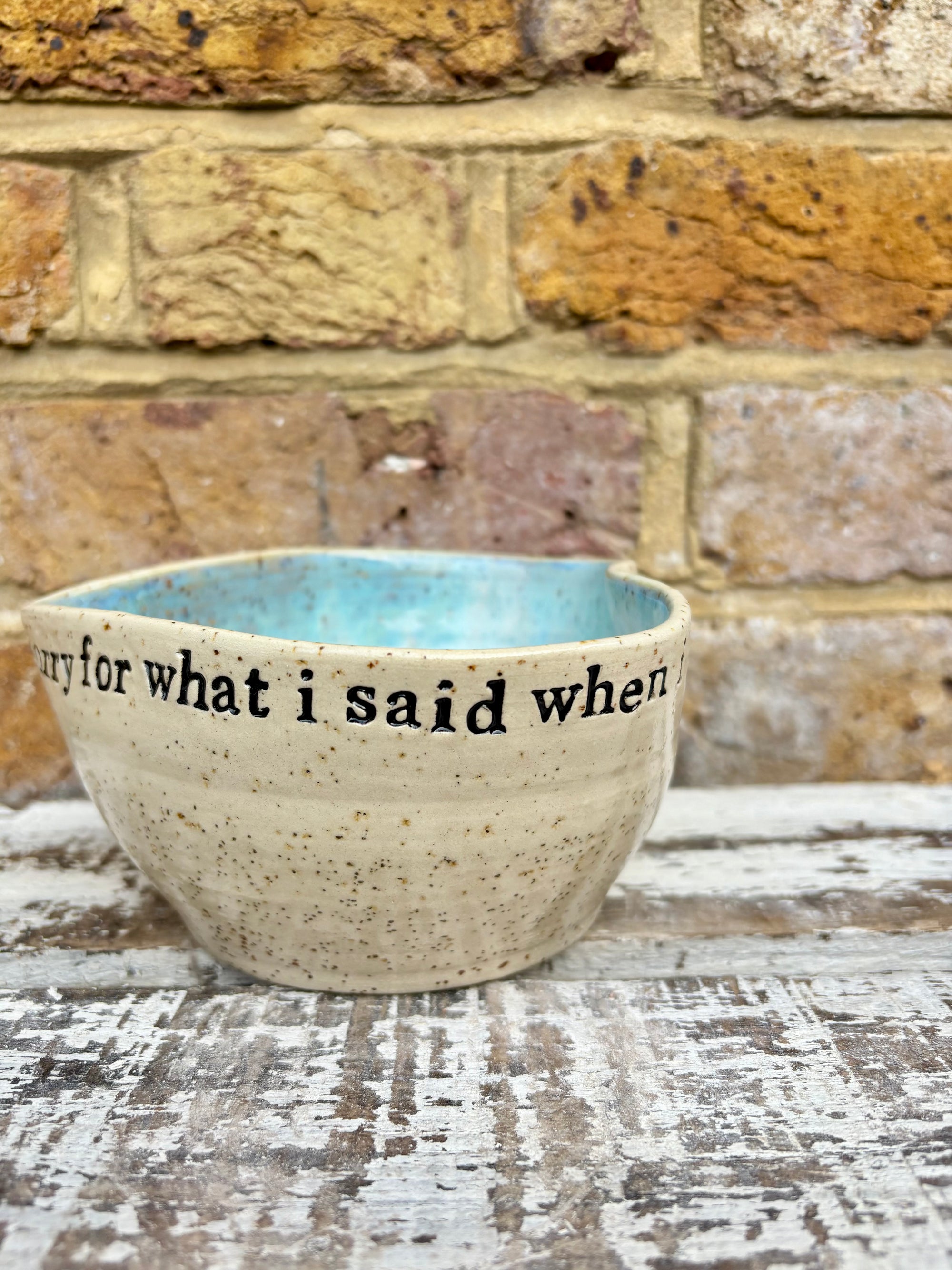 "I'm sorry for what I said when I was hungry" bowl (Pink Skies)