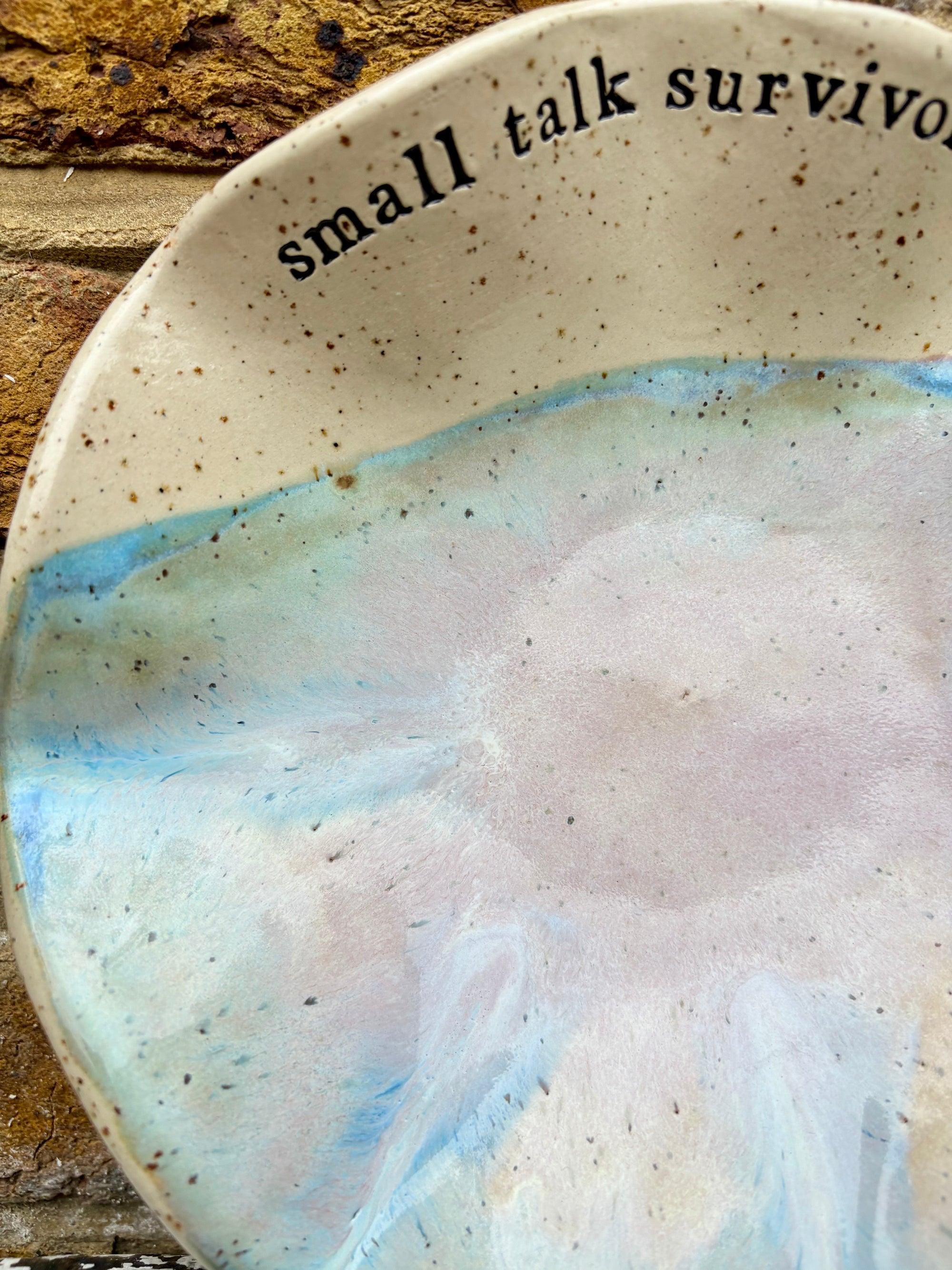 “small talk survivor" serving dish (Pink Night Sky