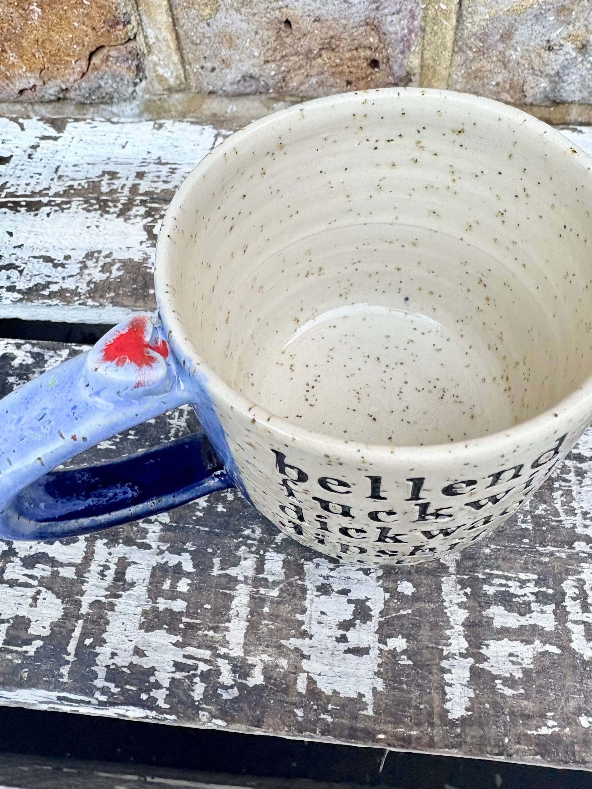 "bellend fuckwit dickwad dipshit wanker" mug (Blues)