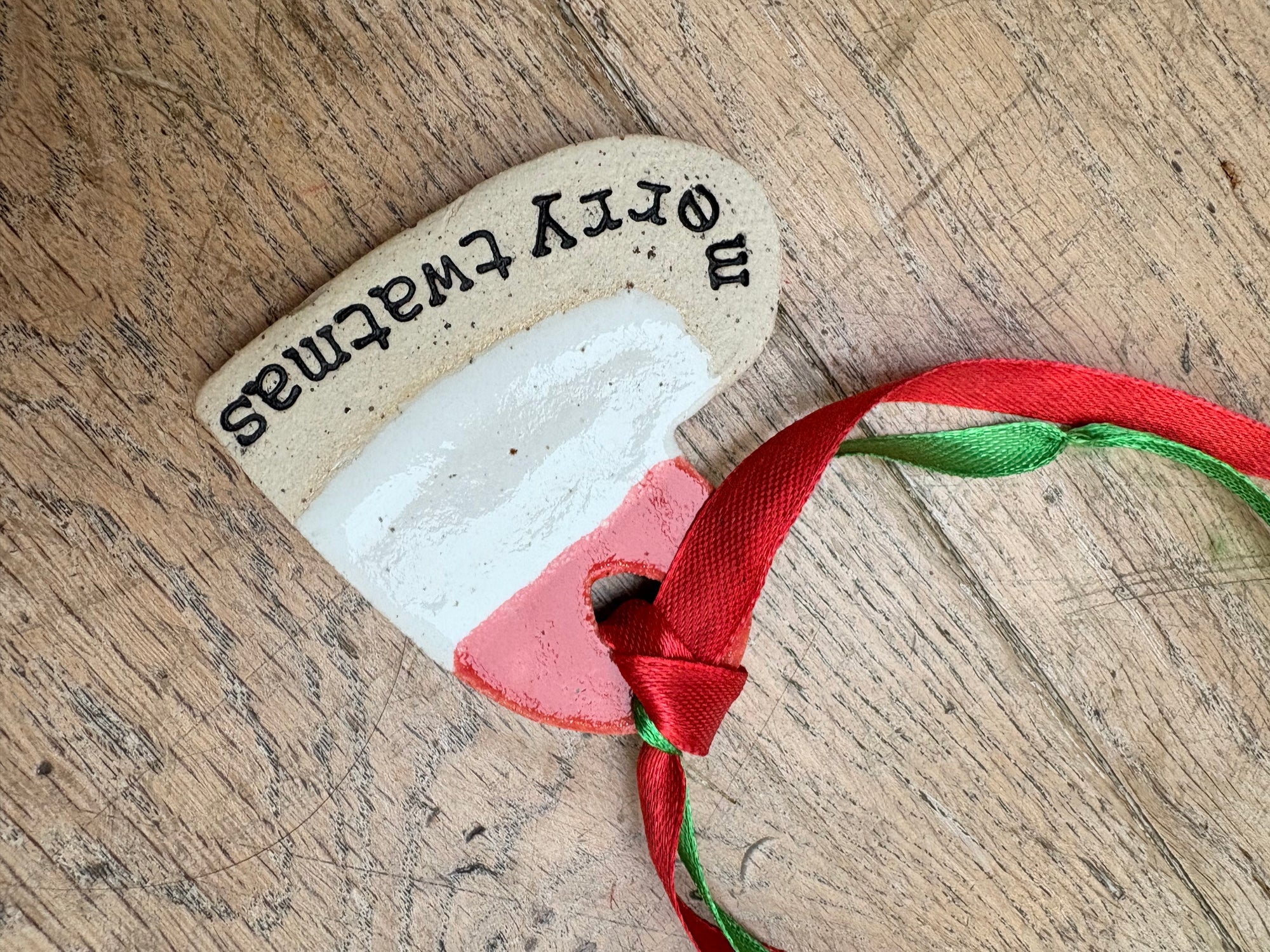 “merry twatmas” hanging decoration (red and white, large)