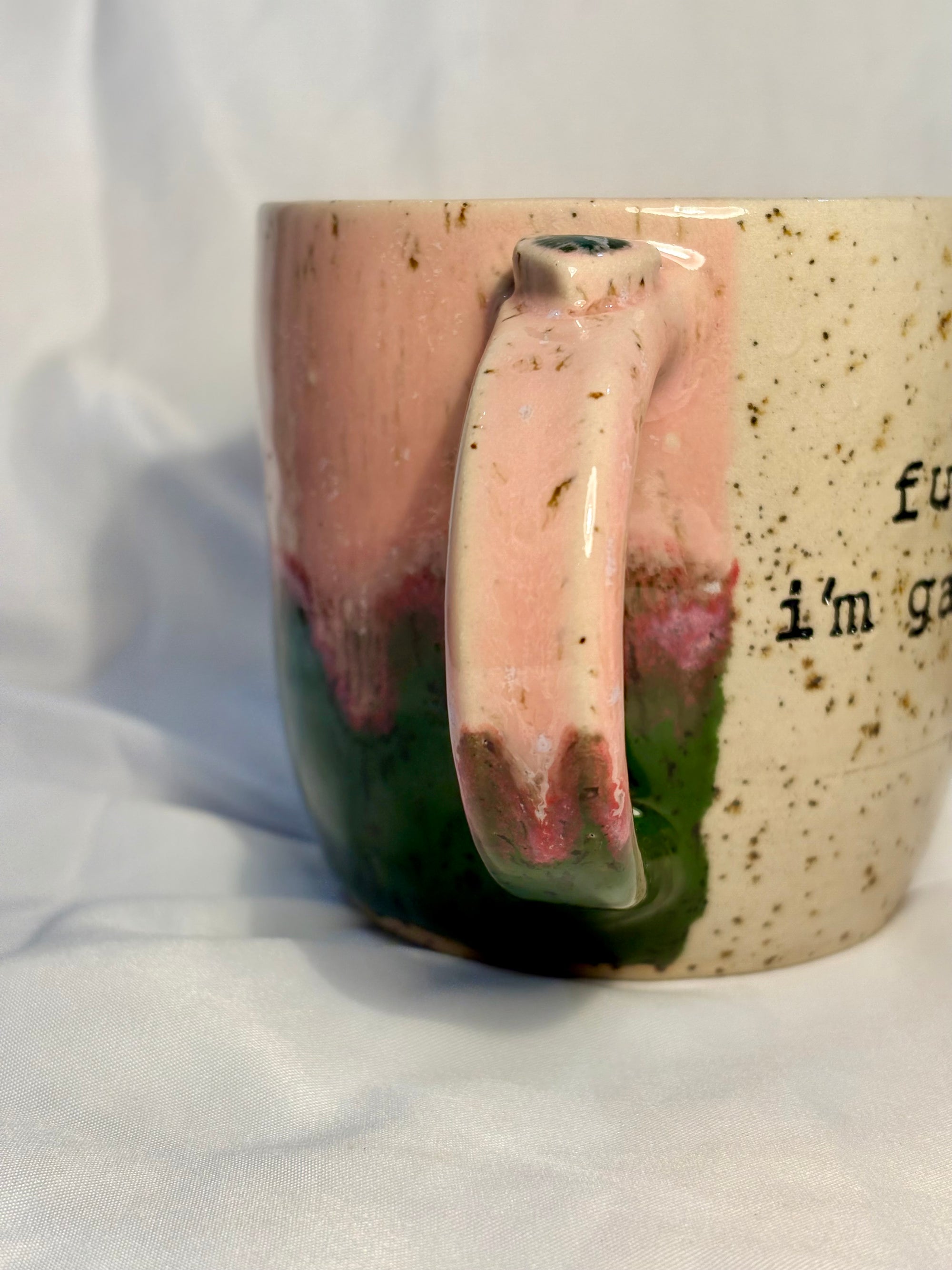 “Fuck off, i'm gardening" mug (pink/green)