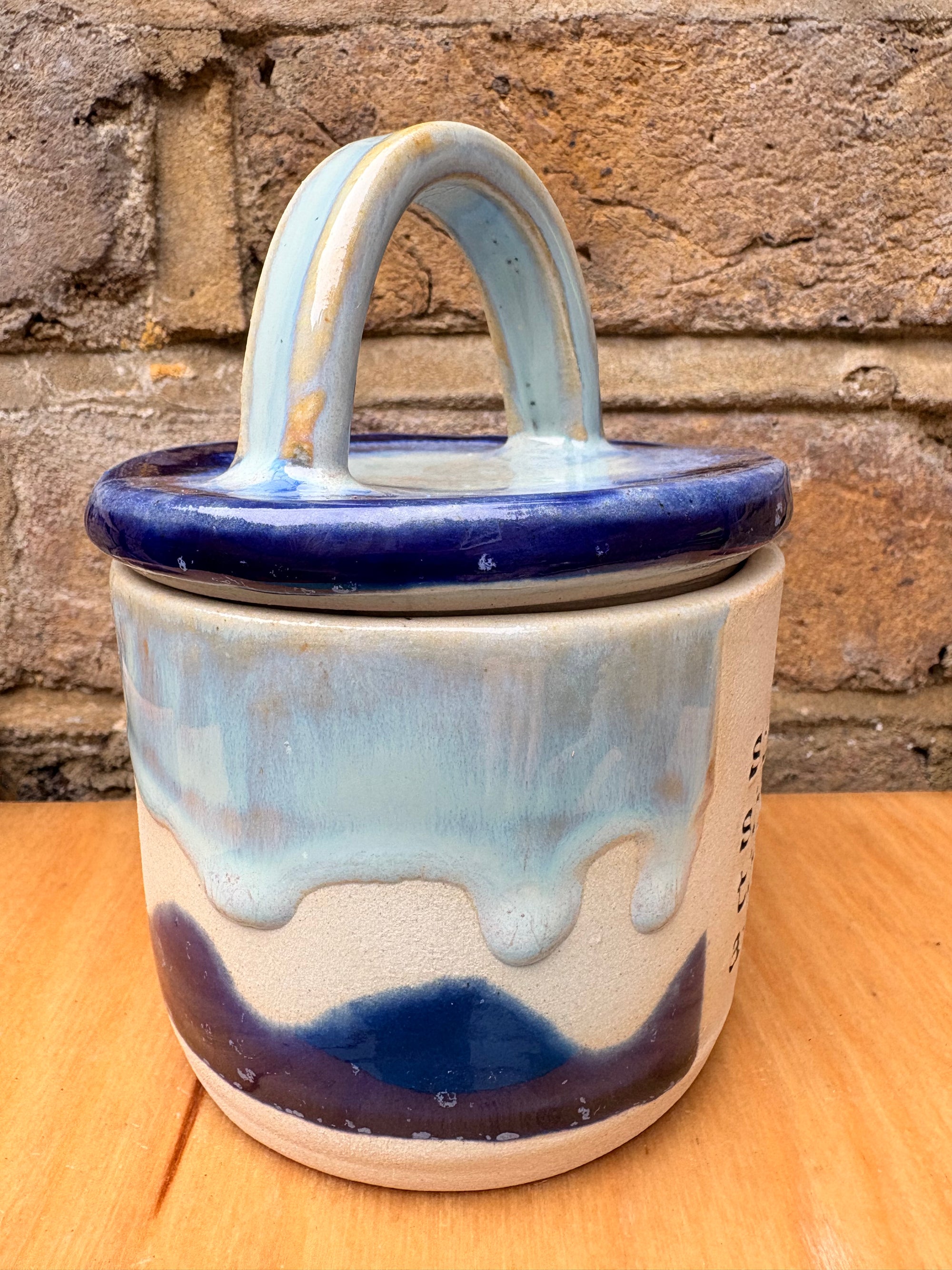 “stuff i should throw away" lidded pot (blue night sky)