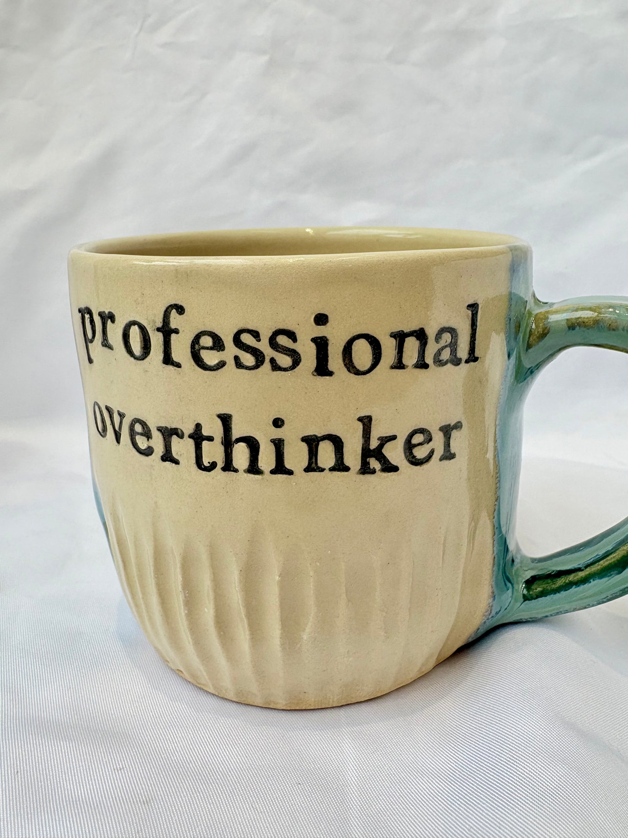 "professional overthinker" handmade mug