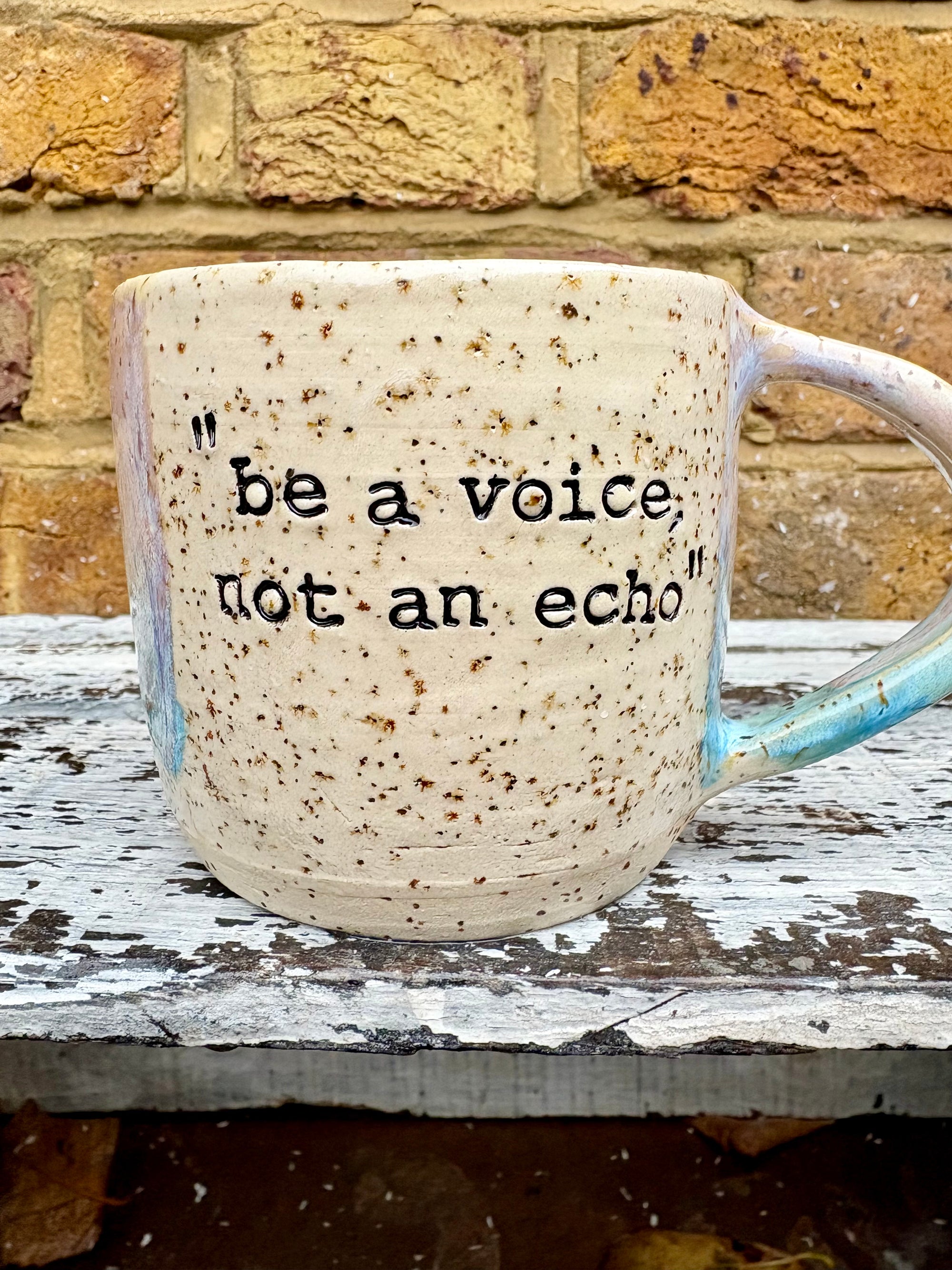 "be a voice, not an echo" Einstein mug