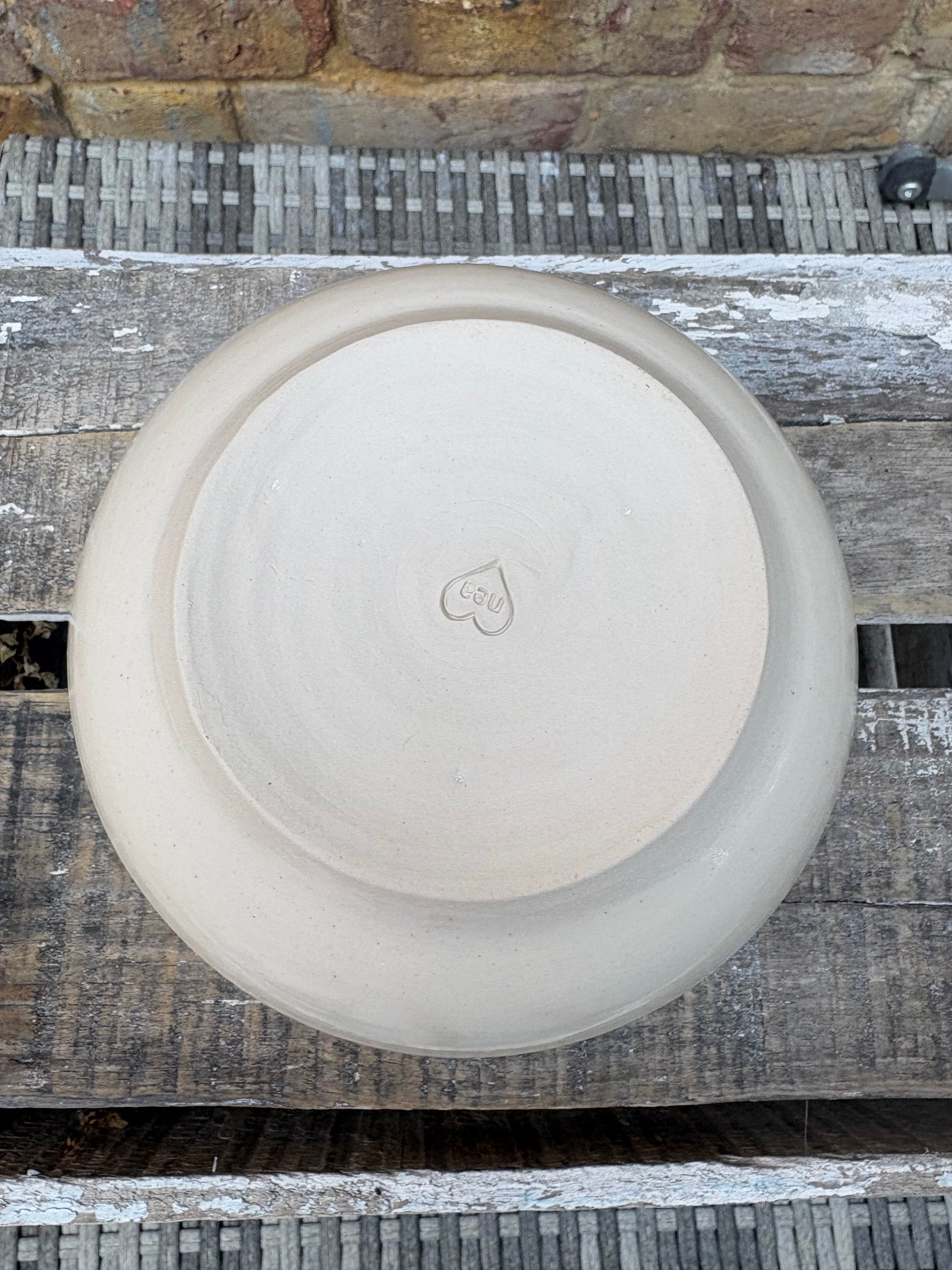 “eat, drink and fuck off by 9pm"  deep round salad/pasta bowl (cream clay, pink)