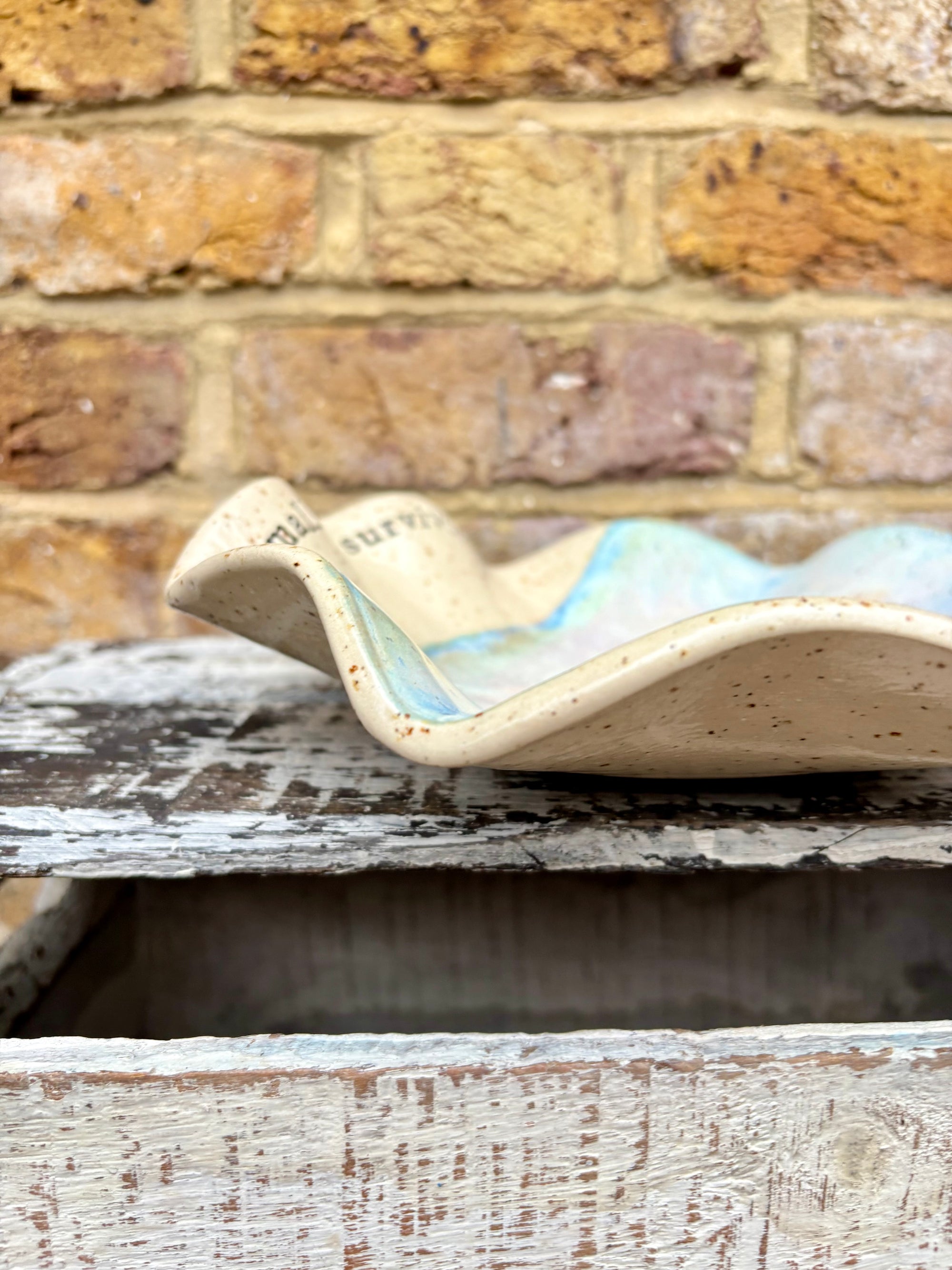 “small talk survivor" serving dish (Pink Night Sky