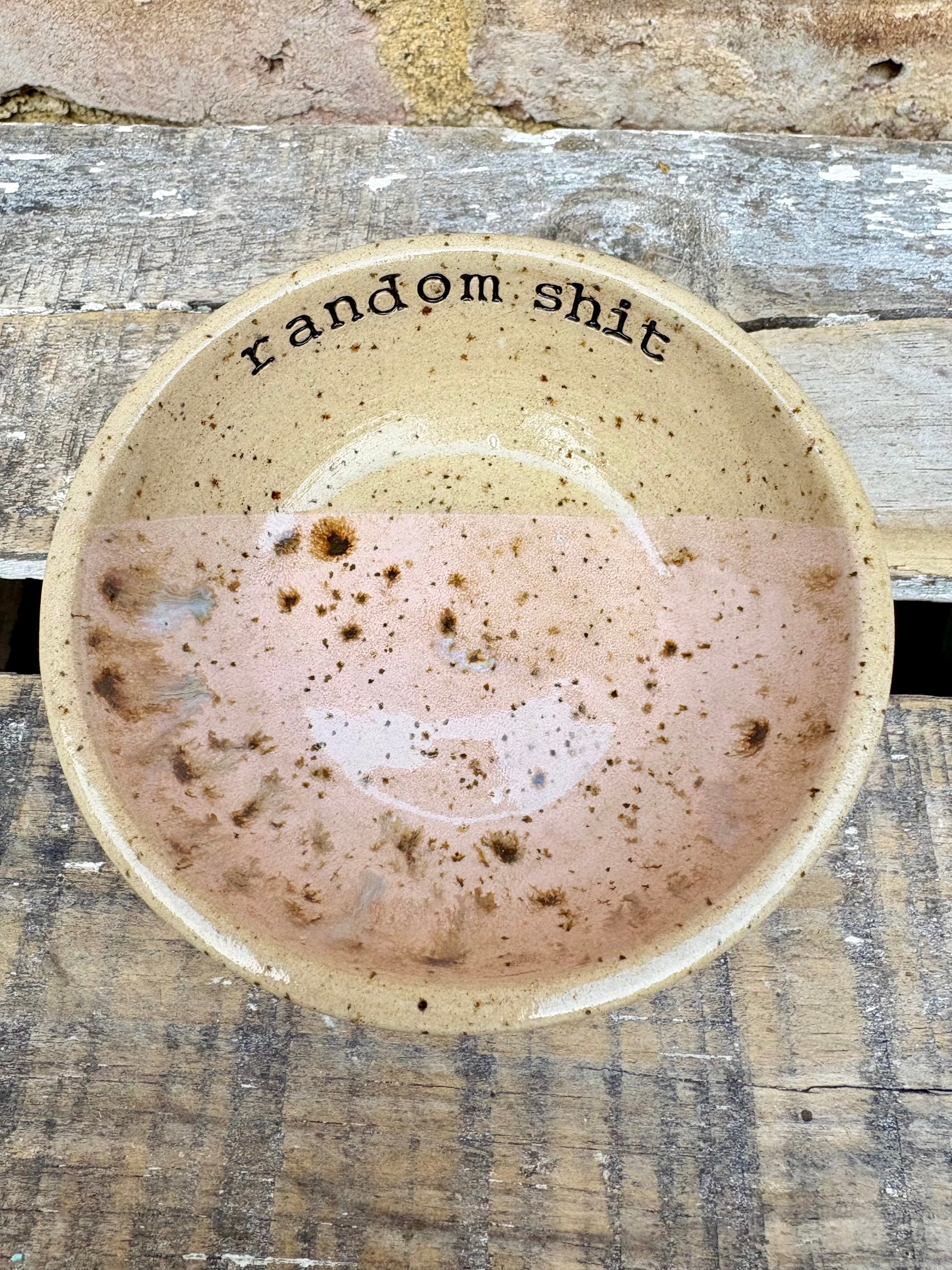 "random shit" trinket dish (pink speckle)