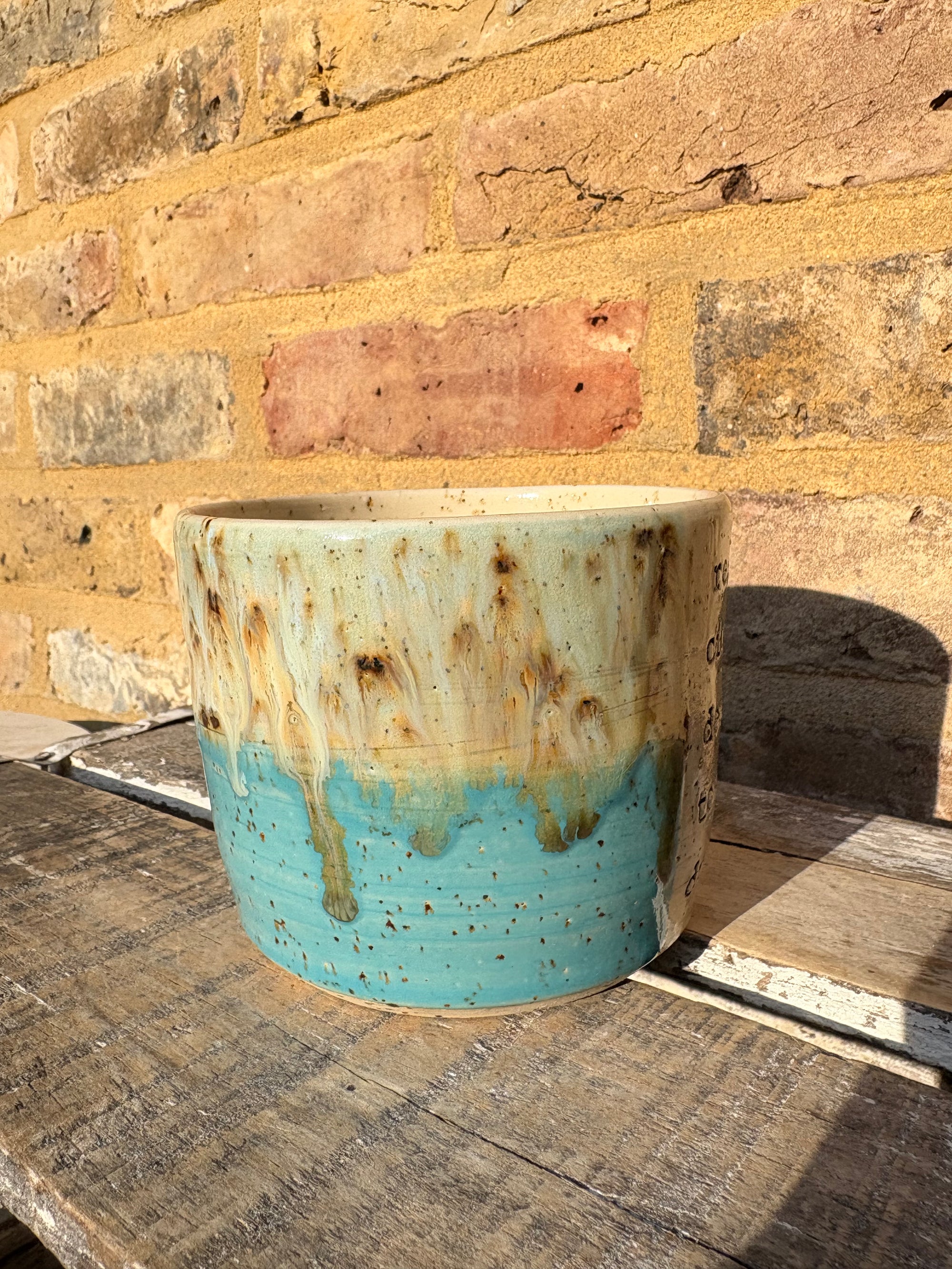"reach out circle back deep dive touch base drill down” mug (turquoise)