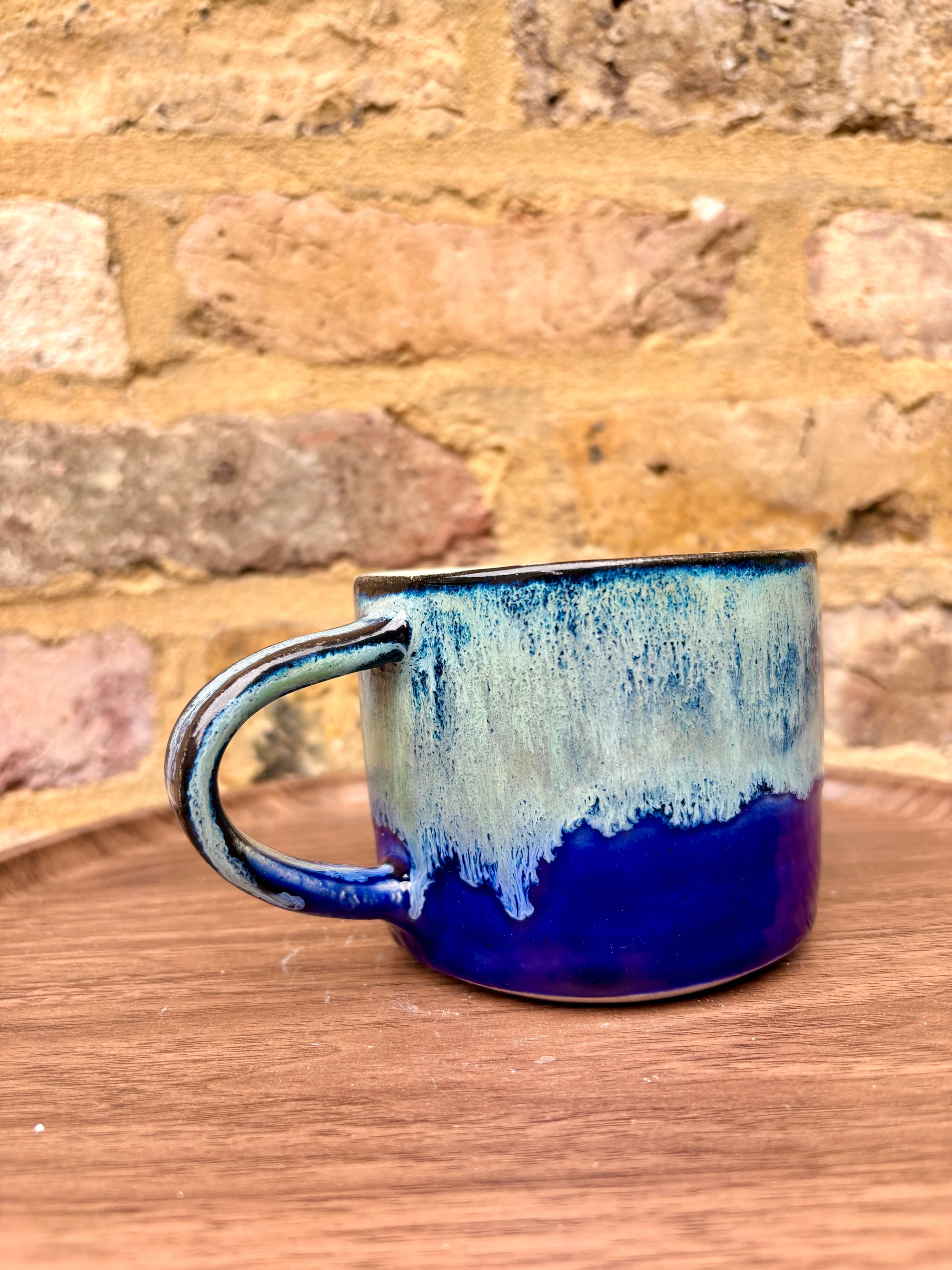 “woke up sexy as hell again” mug (blue shore)
