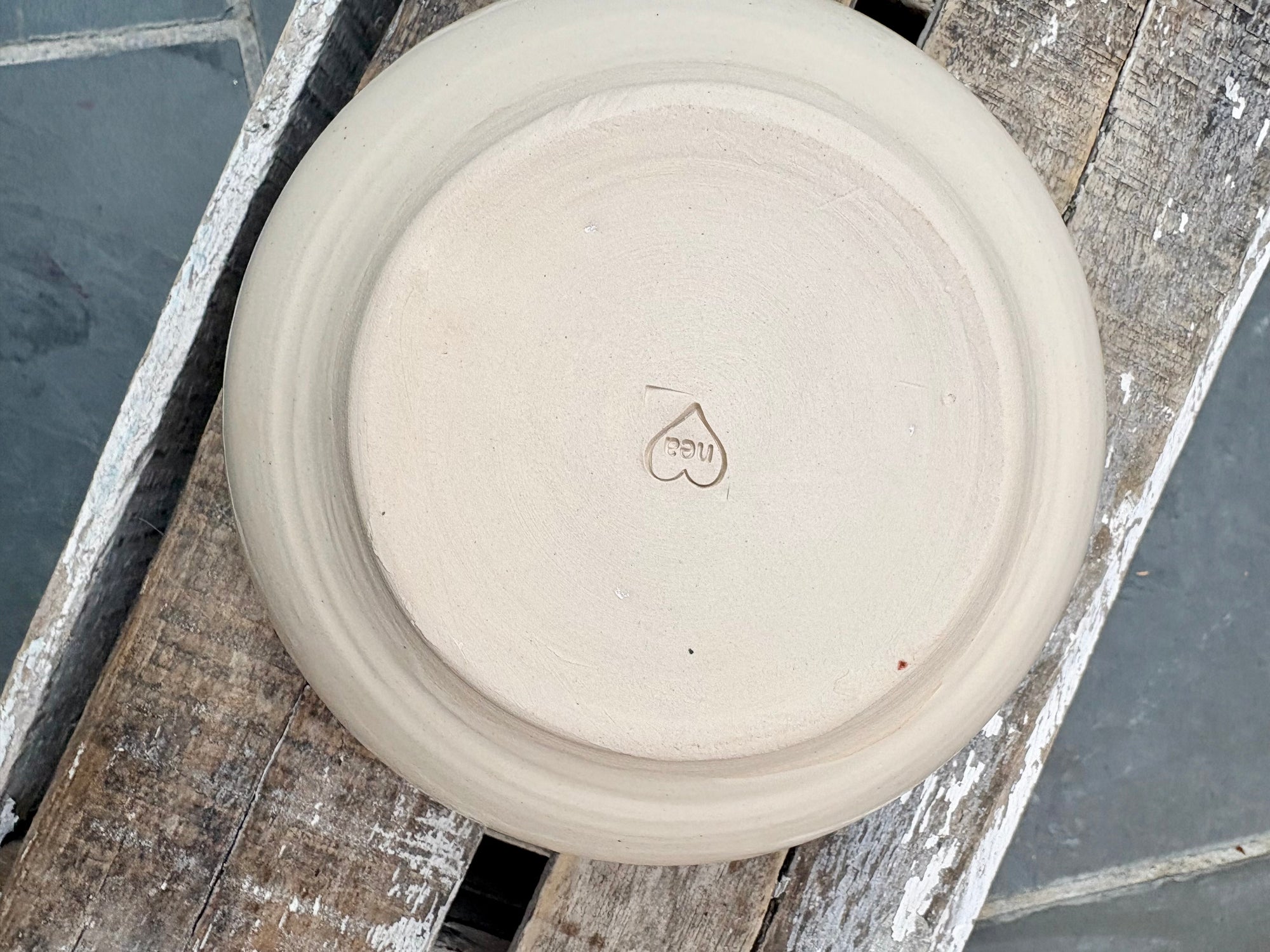 “eat, drink & fuck off by 9pm"  deep round salad/pasta bowl (pink, cream clay)