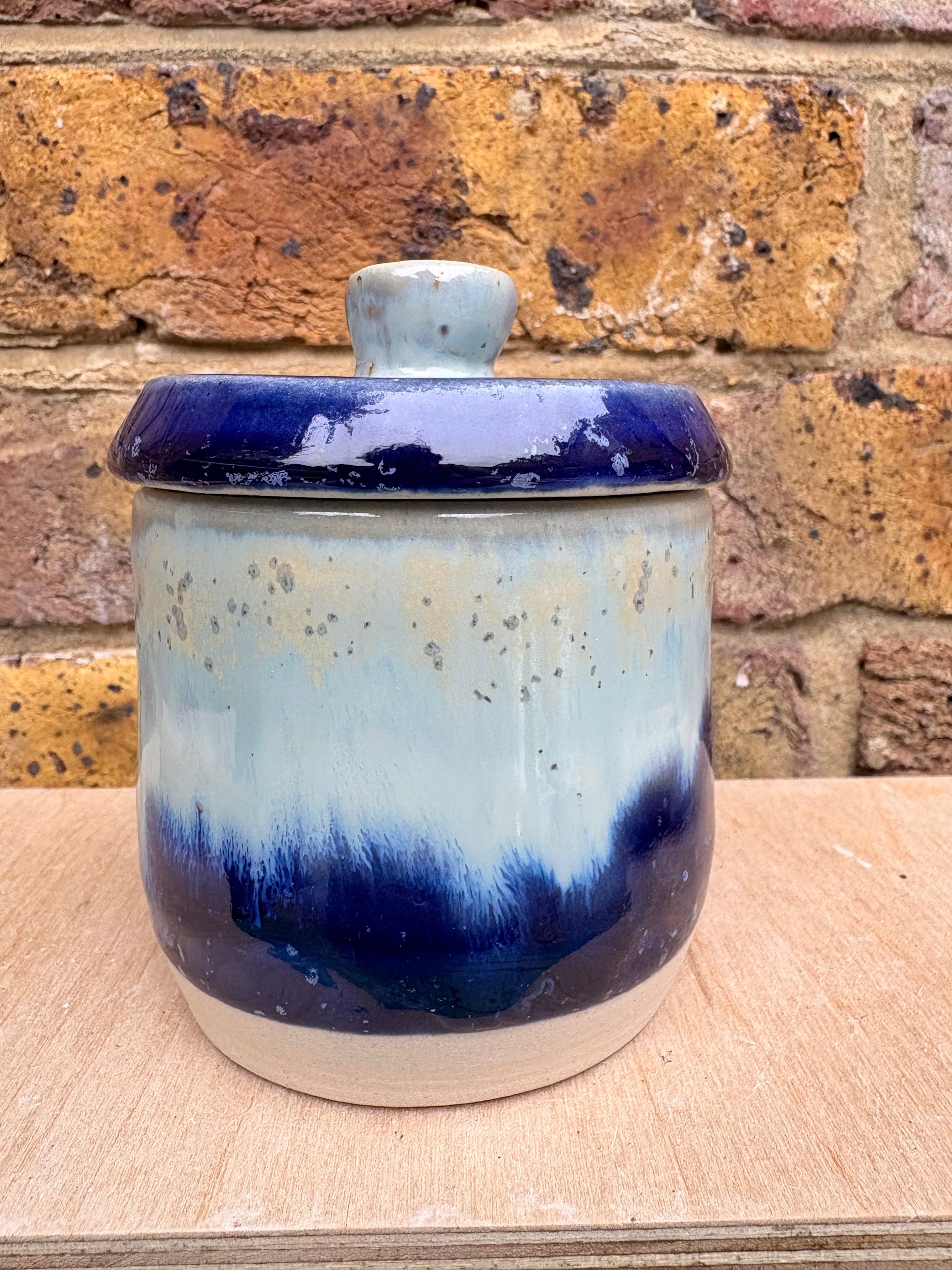 “my illegal drugs" lidded pot (blue night sky)