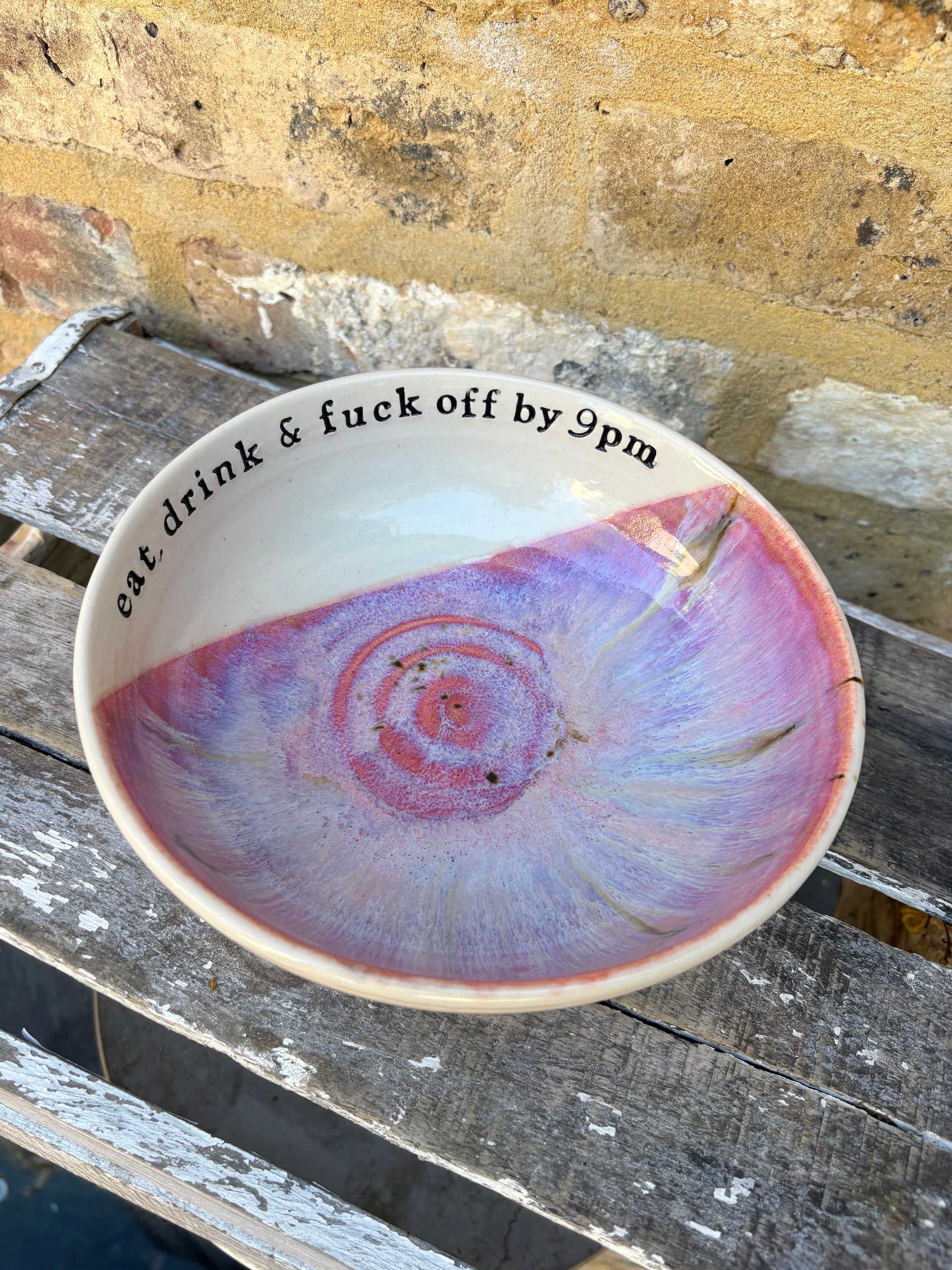 “cunt off fuck face" mug (pinks) plus bowl