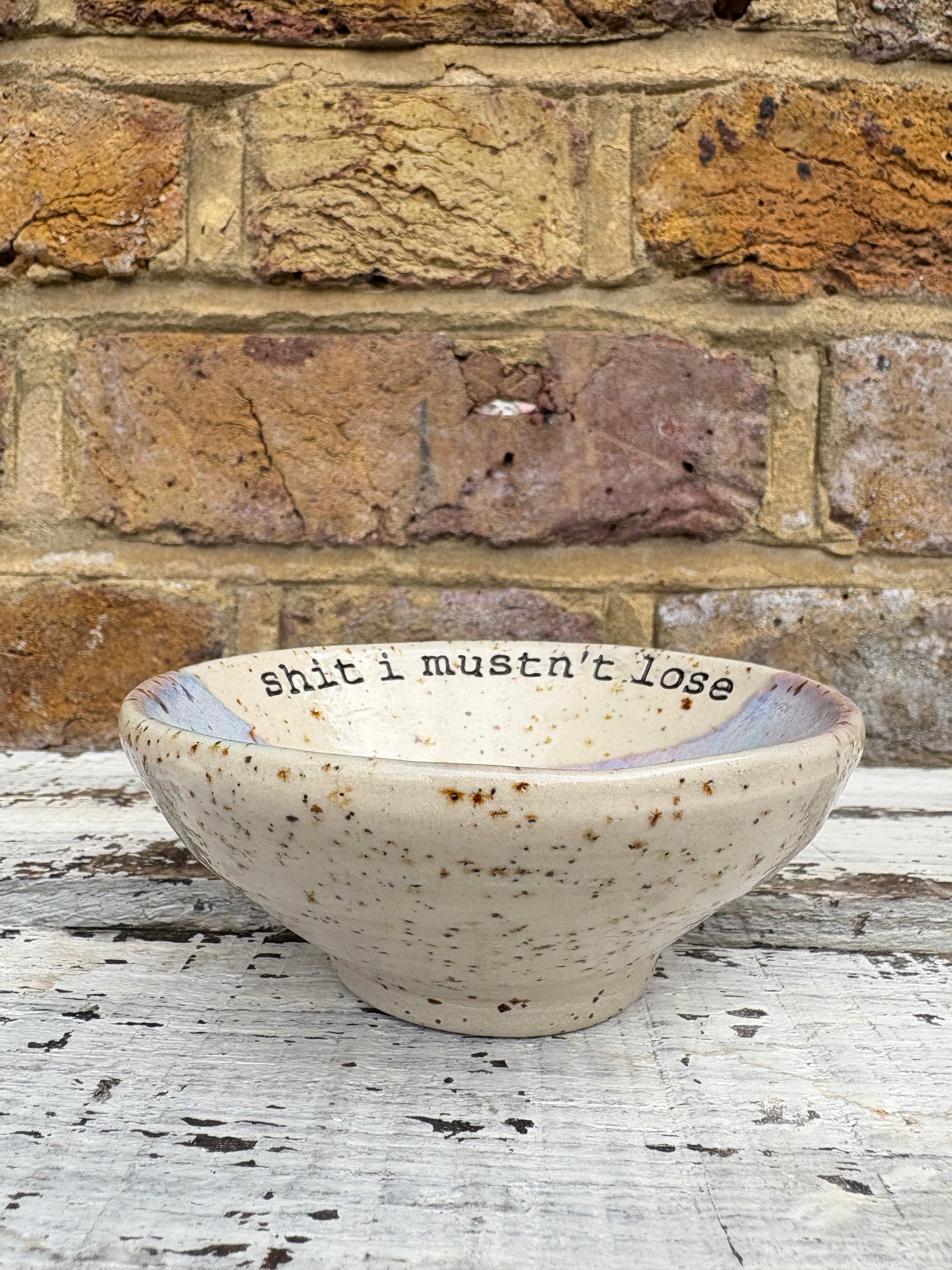 “shit I mustn't lose" trinket dish (pink night sky)