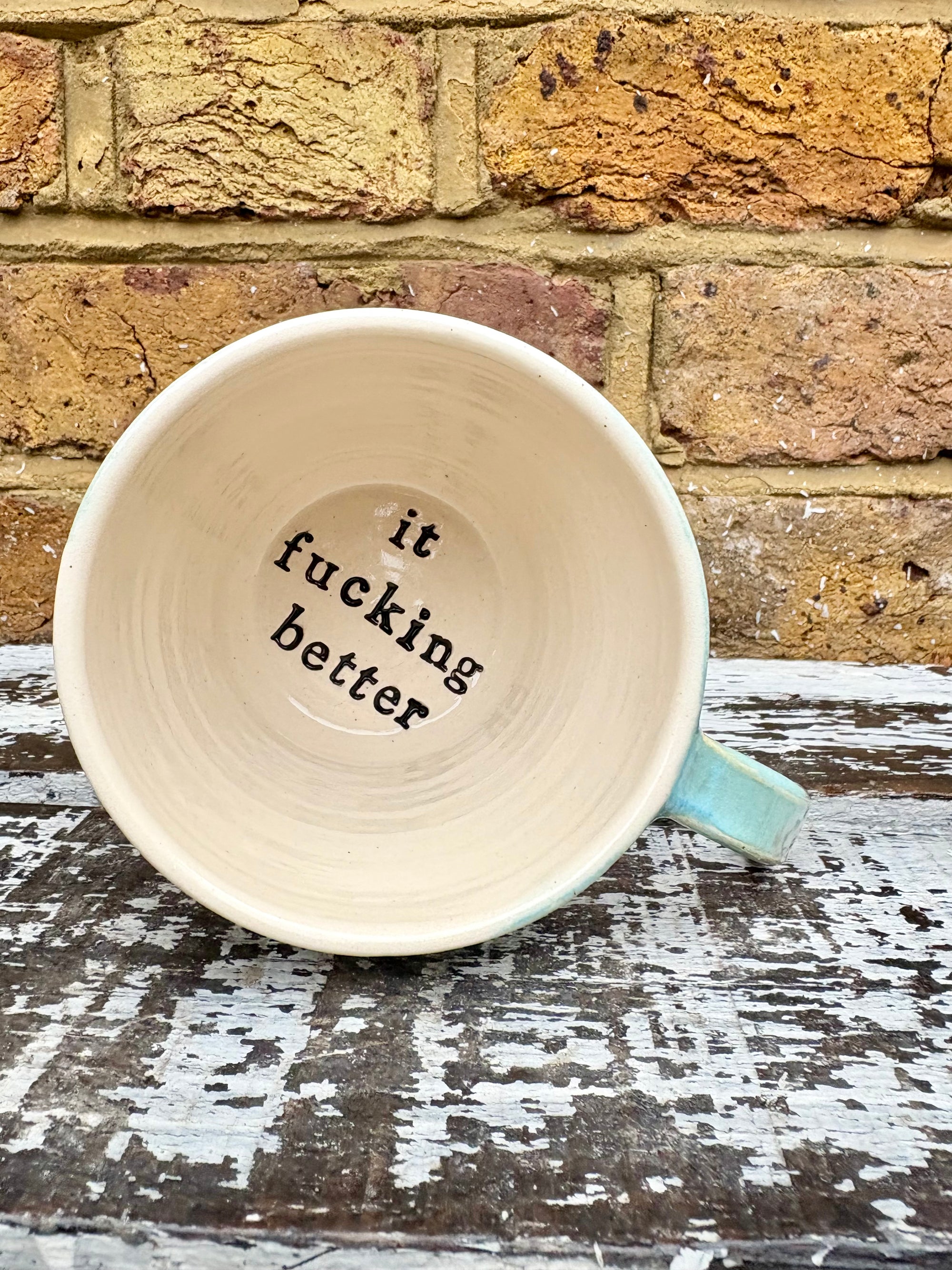 “this too shall pass"..."it fucking better" mug