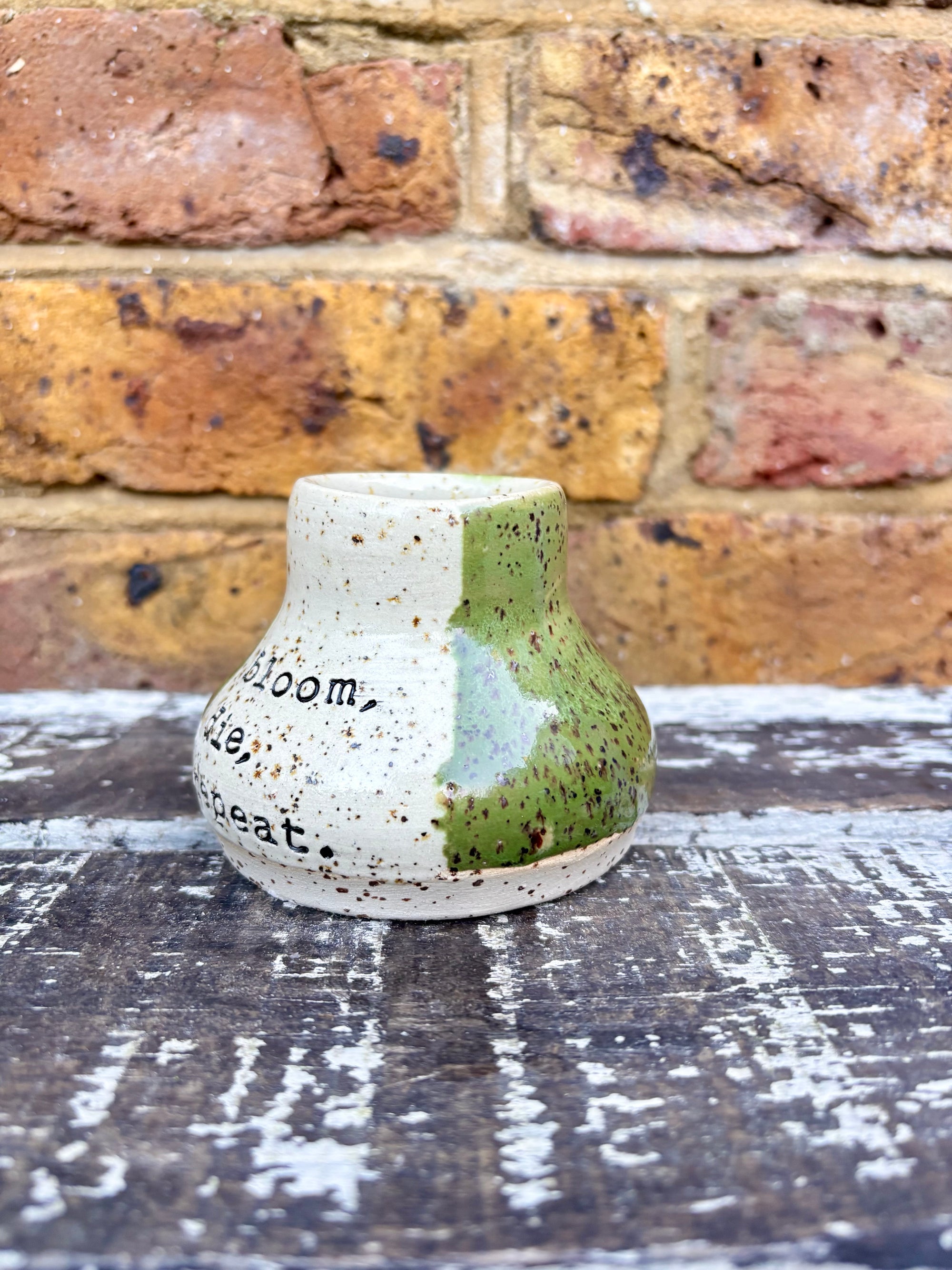 "bloom, die, repeat" chubby vase