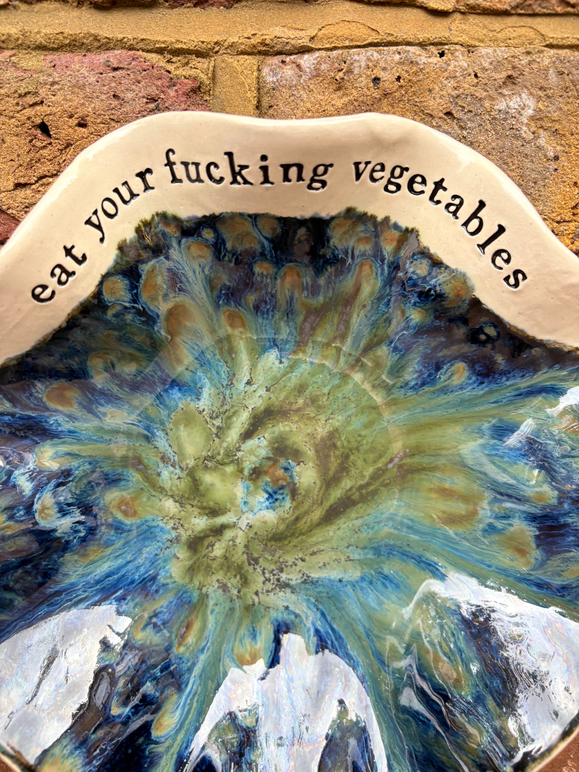 “eat your fucking vegetables" serving dish