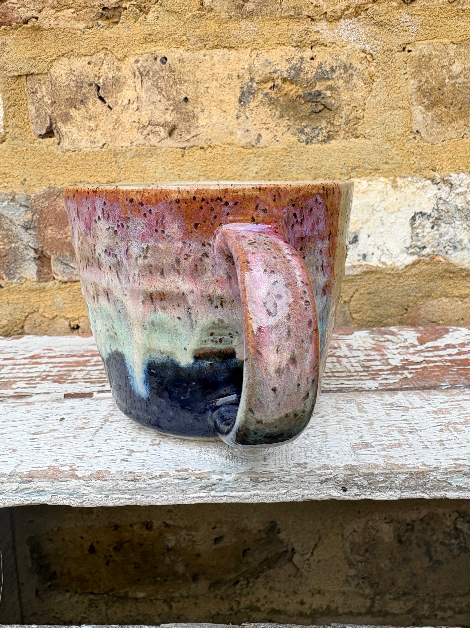"if you can read this, you're too fucking close" mug (Pink Night Sky)