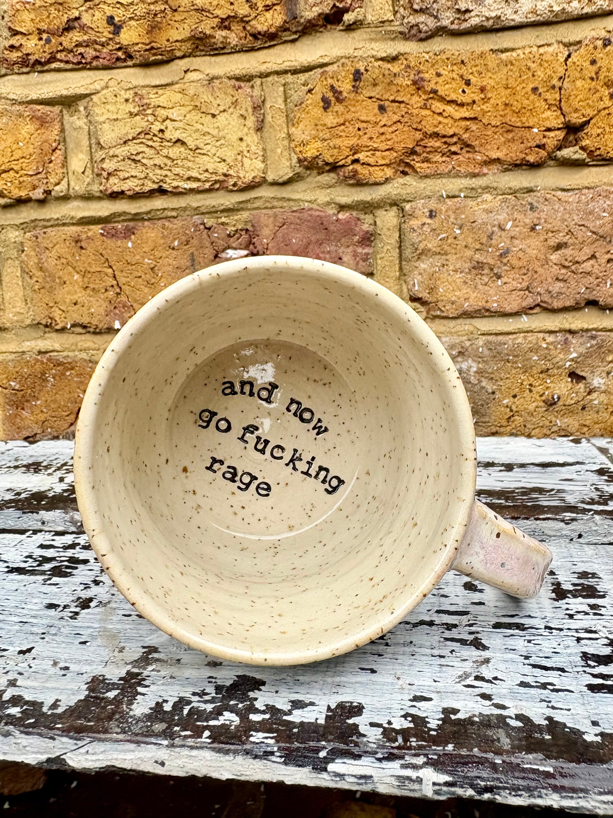 "And now go fucking rage" mug (lilac haze)
