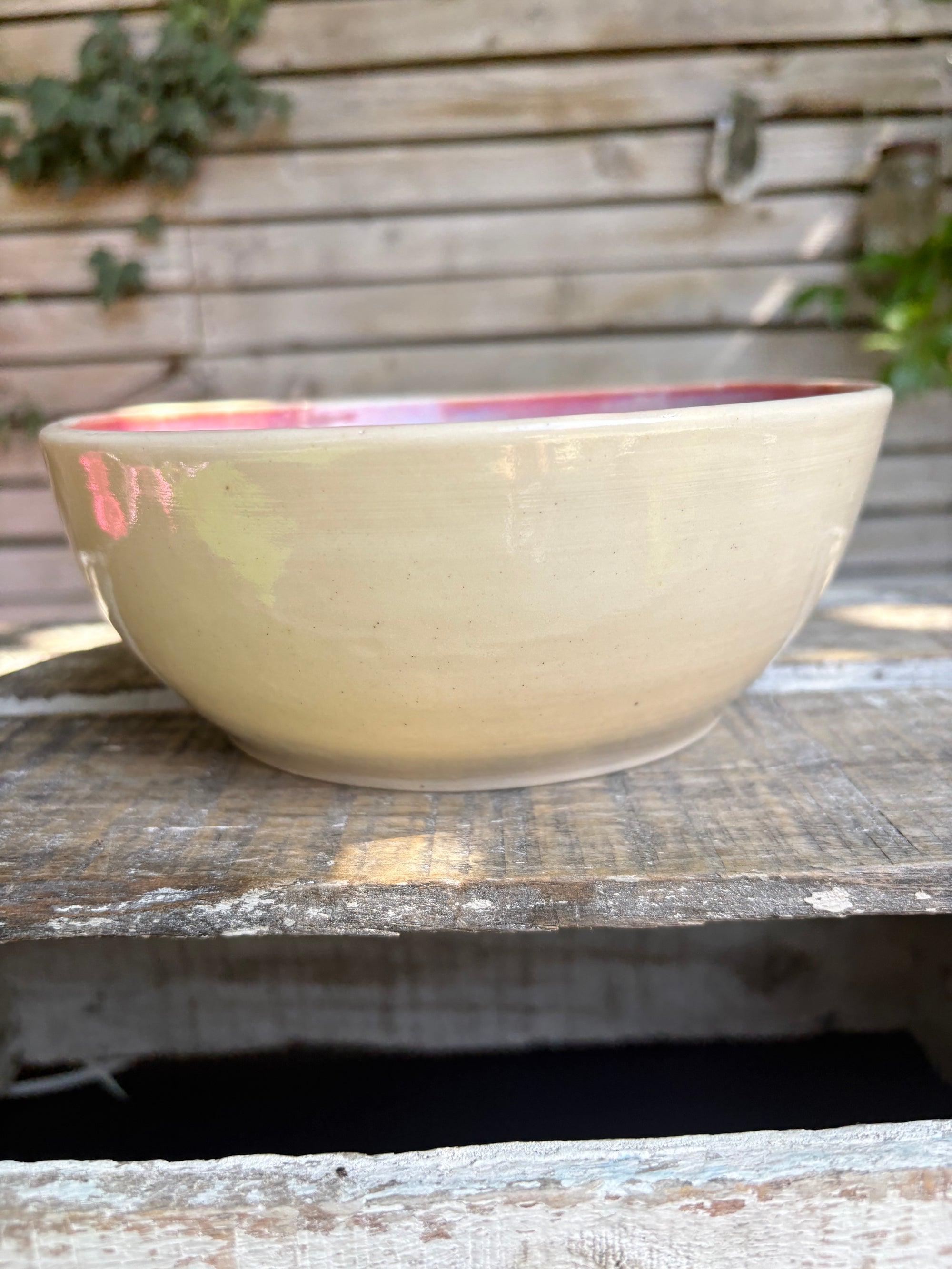 “no, you may not pinch a chip fuck off" round salad/pasta bowl (pastels, cream clay)