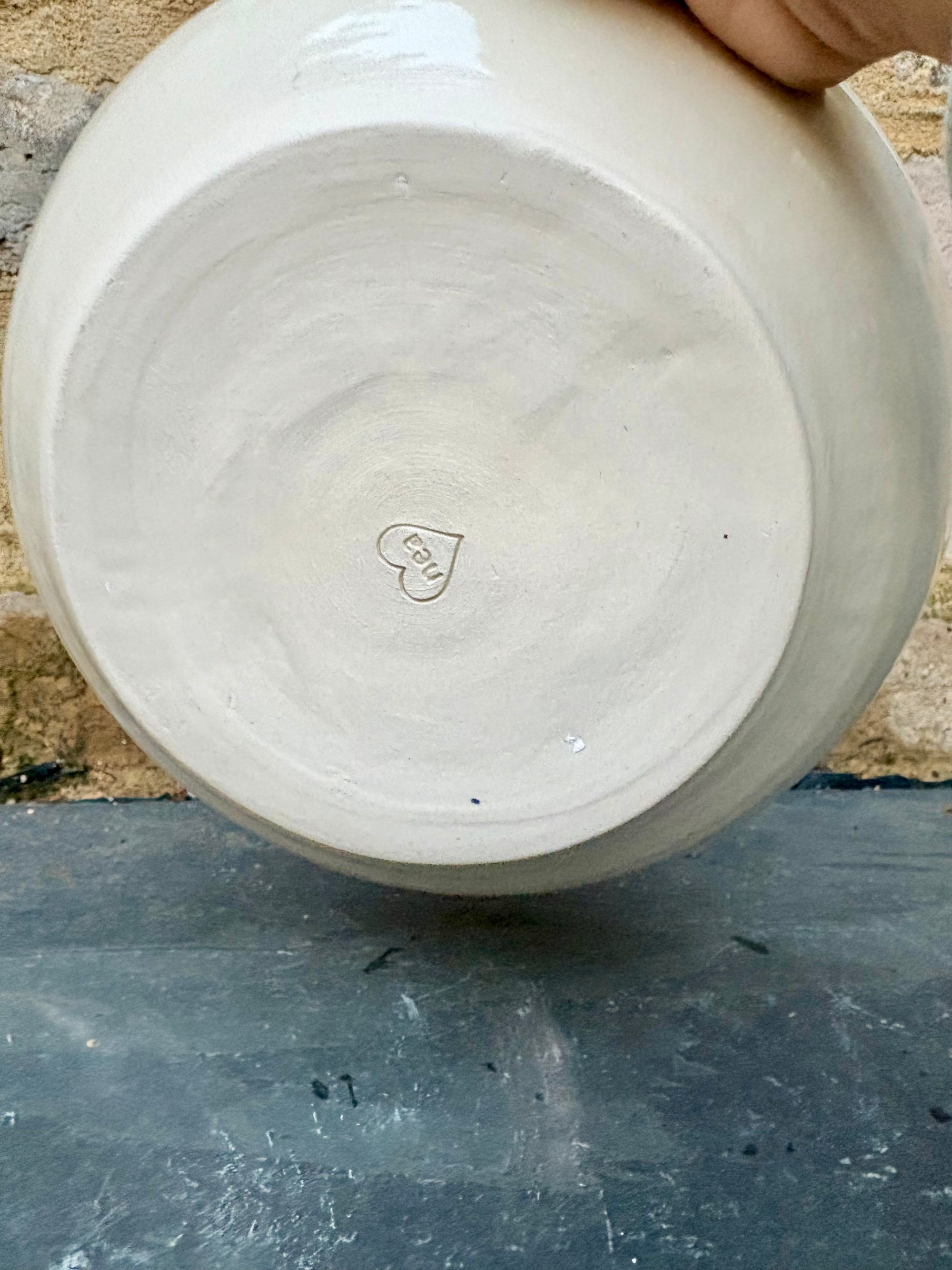“eat, drink and fuck off by 9pm" round salad/pasta bowl (pink, cream clay)