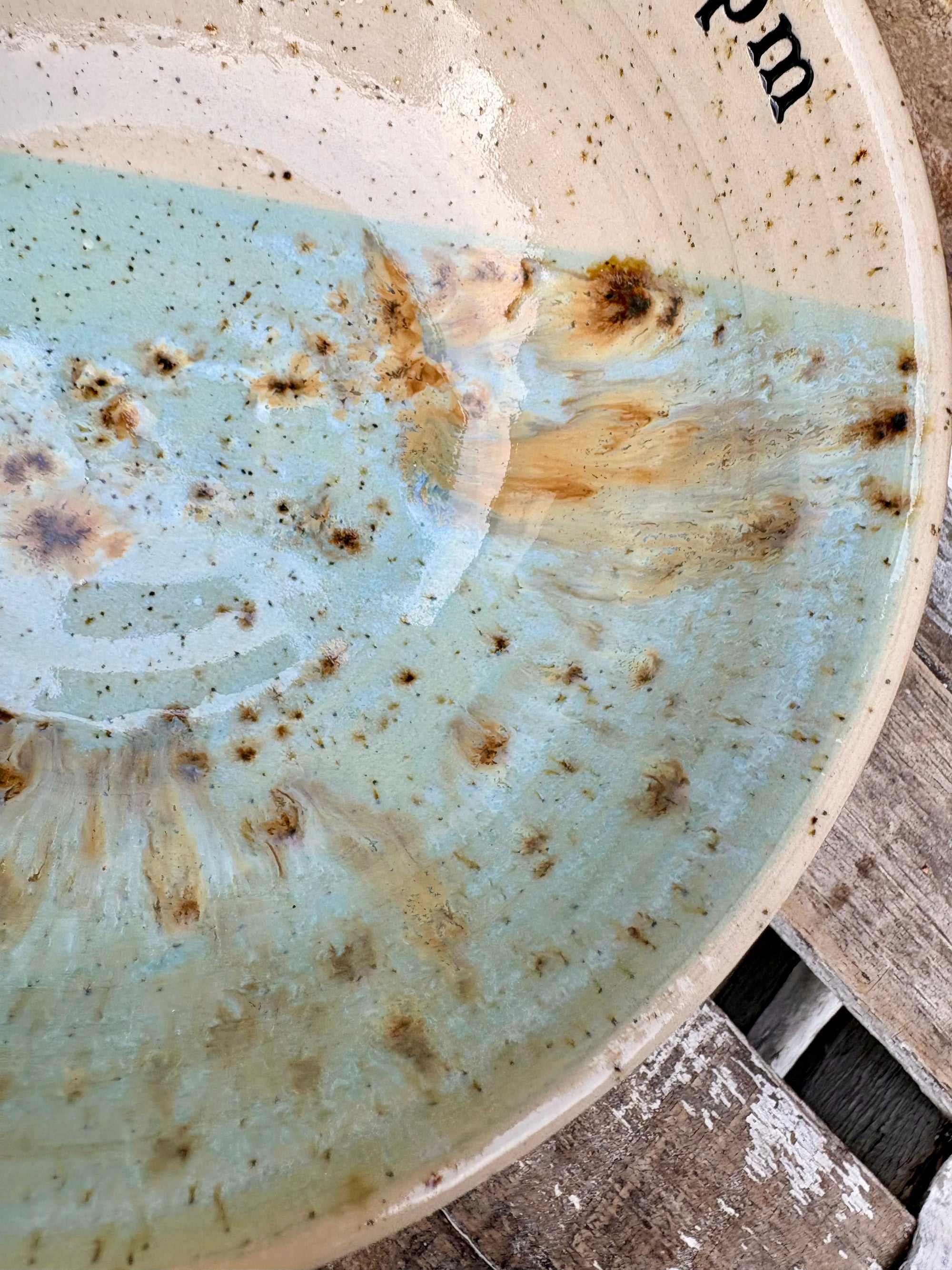 “eat, drink & fuck off by 9pm"  deep round salad/pasta bowl (mint choc chip, flecked clay)