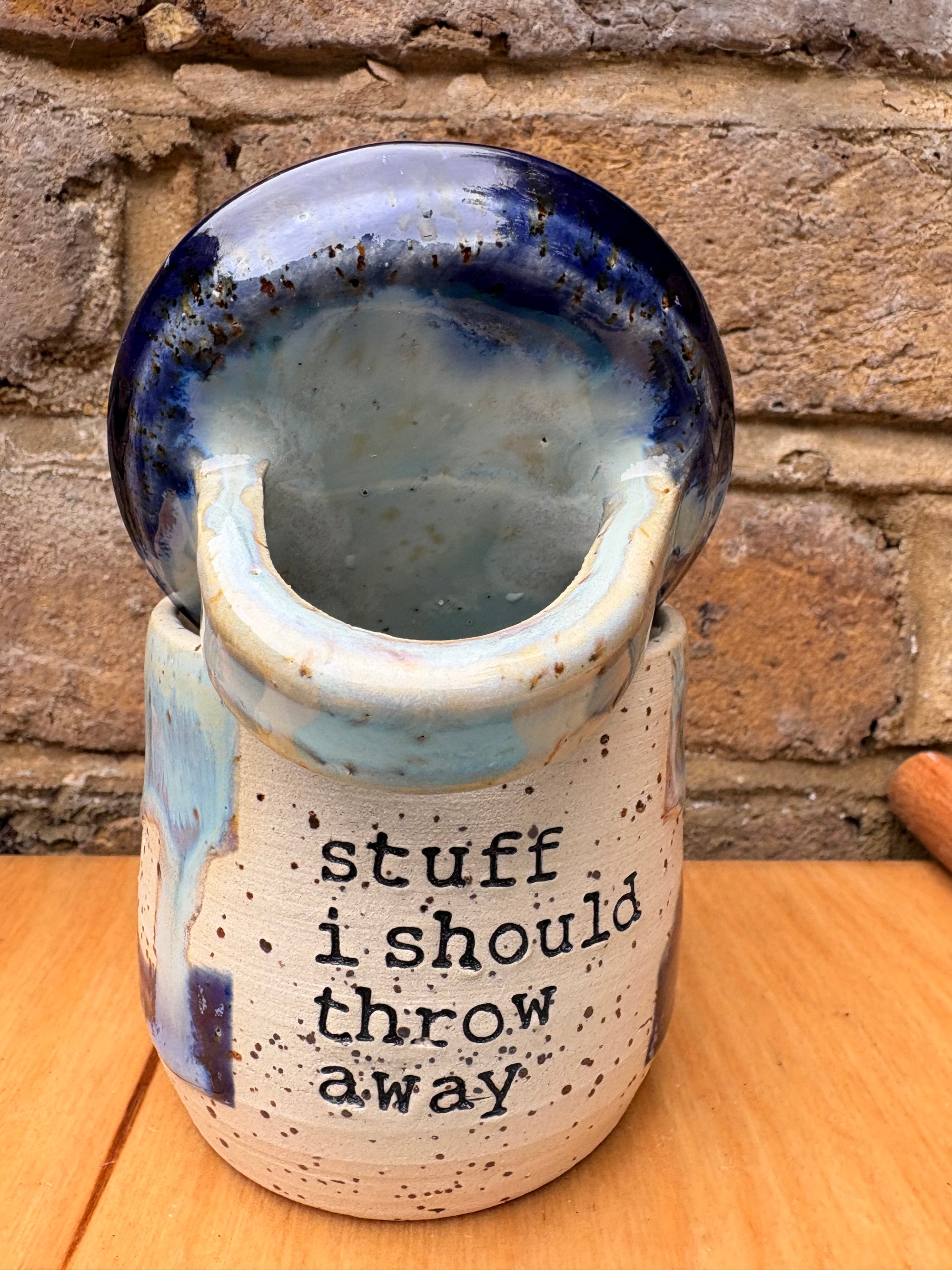 “stuff i should throw away" lidded pot (blue night sky)