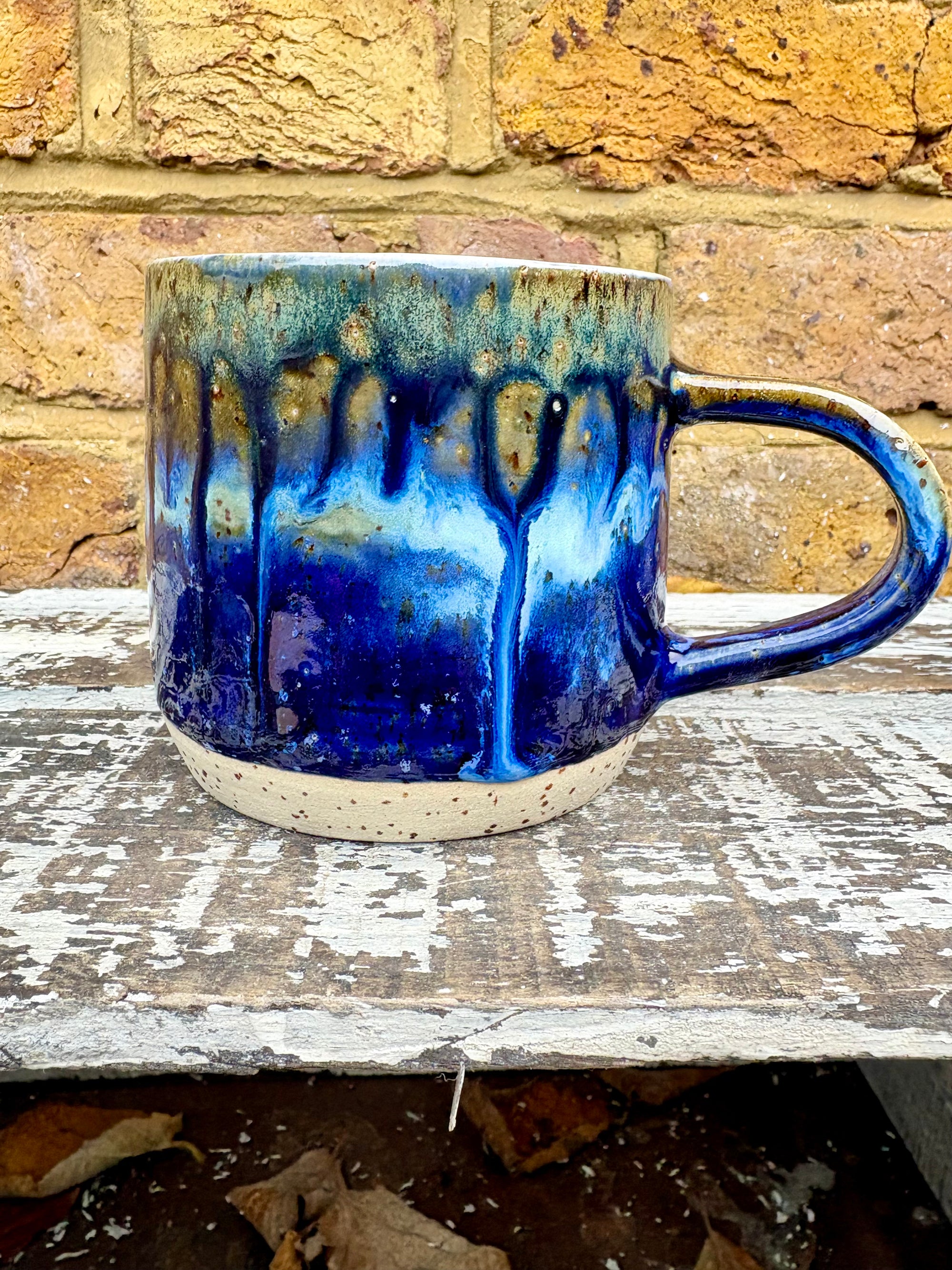 "bellend fuckwit dickwad dipshit wanker" mug (Antique Blues)