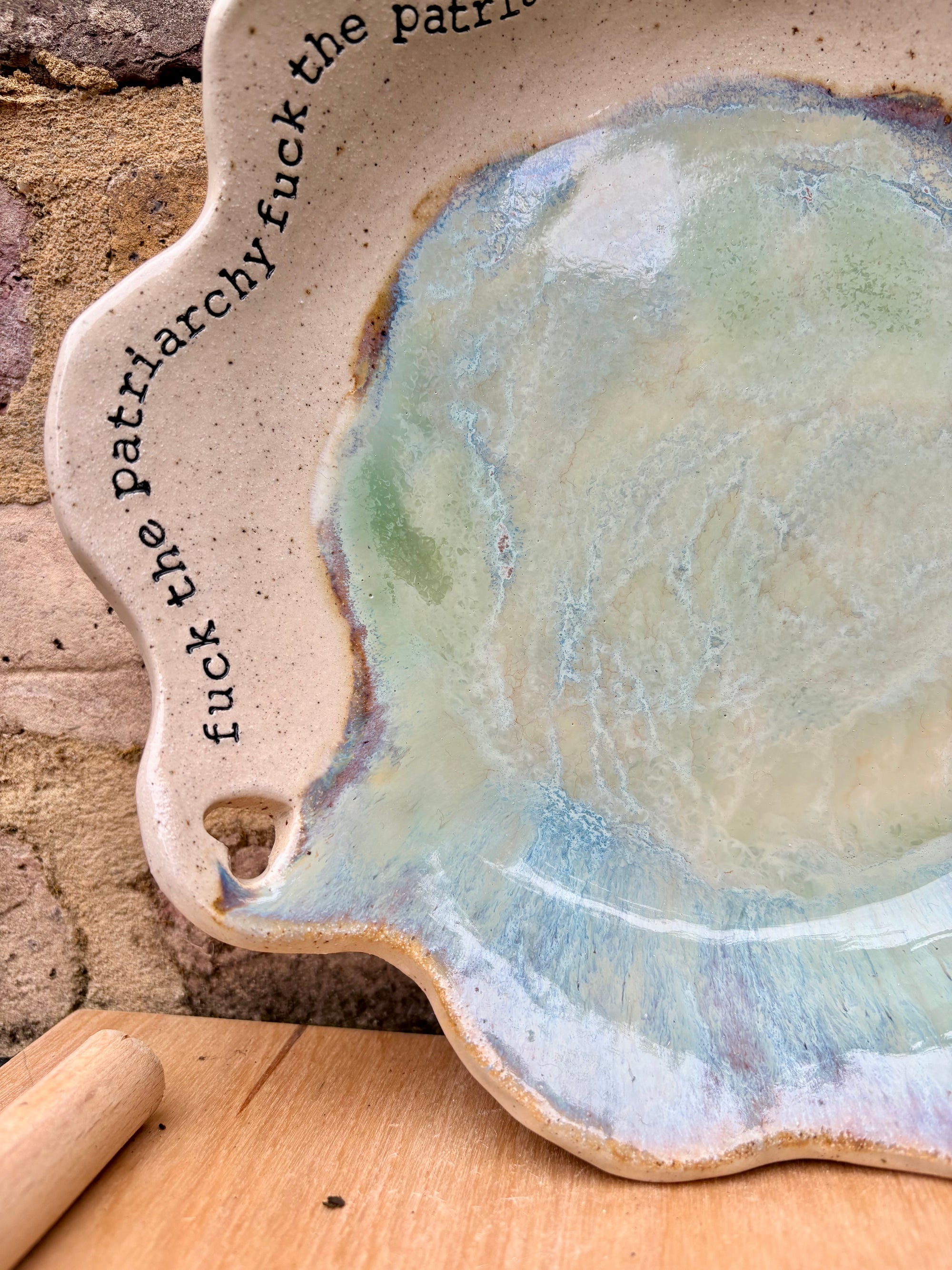 “fuck the patriarchy" large fruit bowl/dish