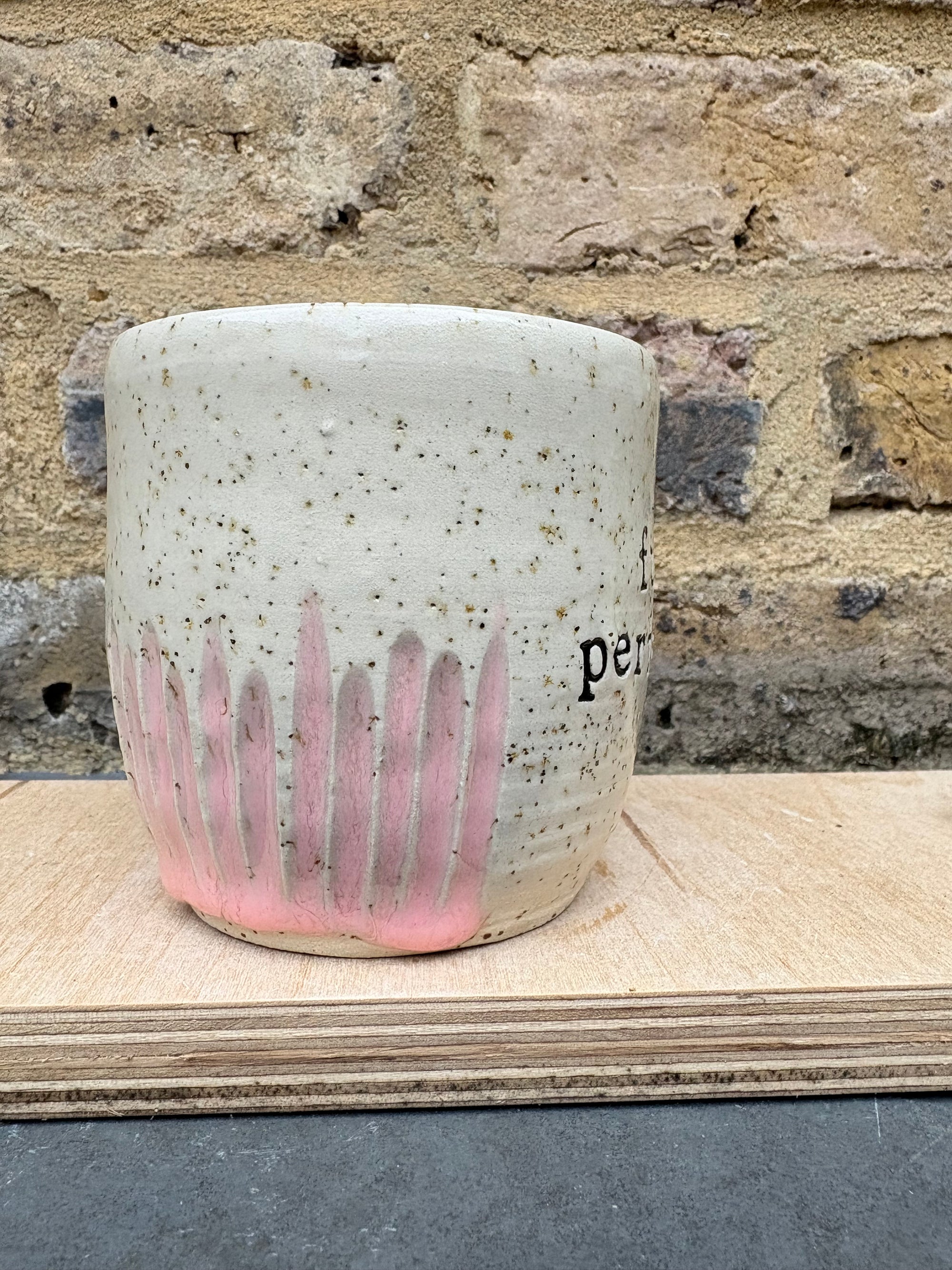“fuck perfection" mug (pale pink grooves)