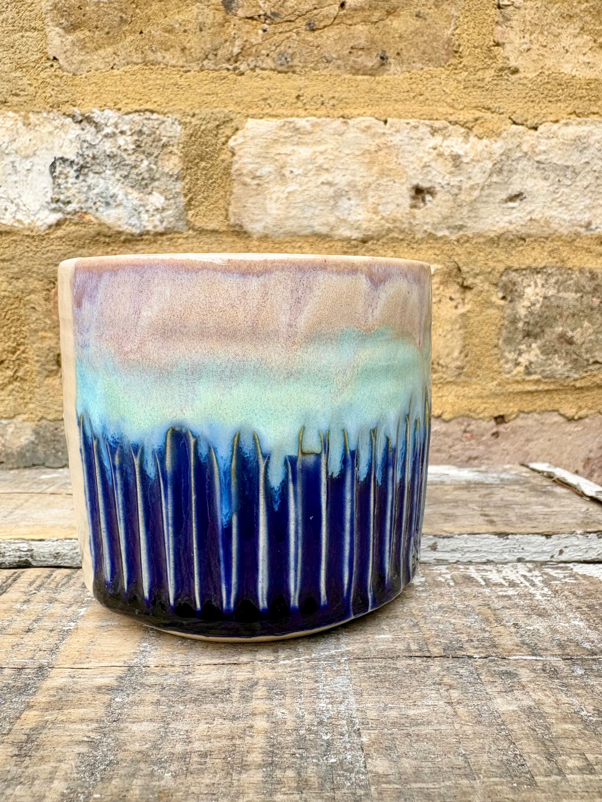“what a fucked up time to be alive" mug (blue/ pink night sky)