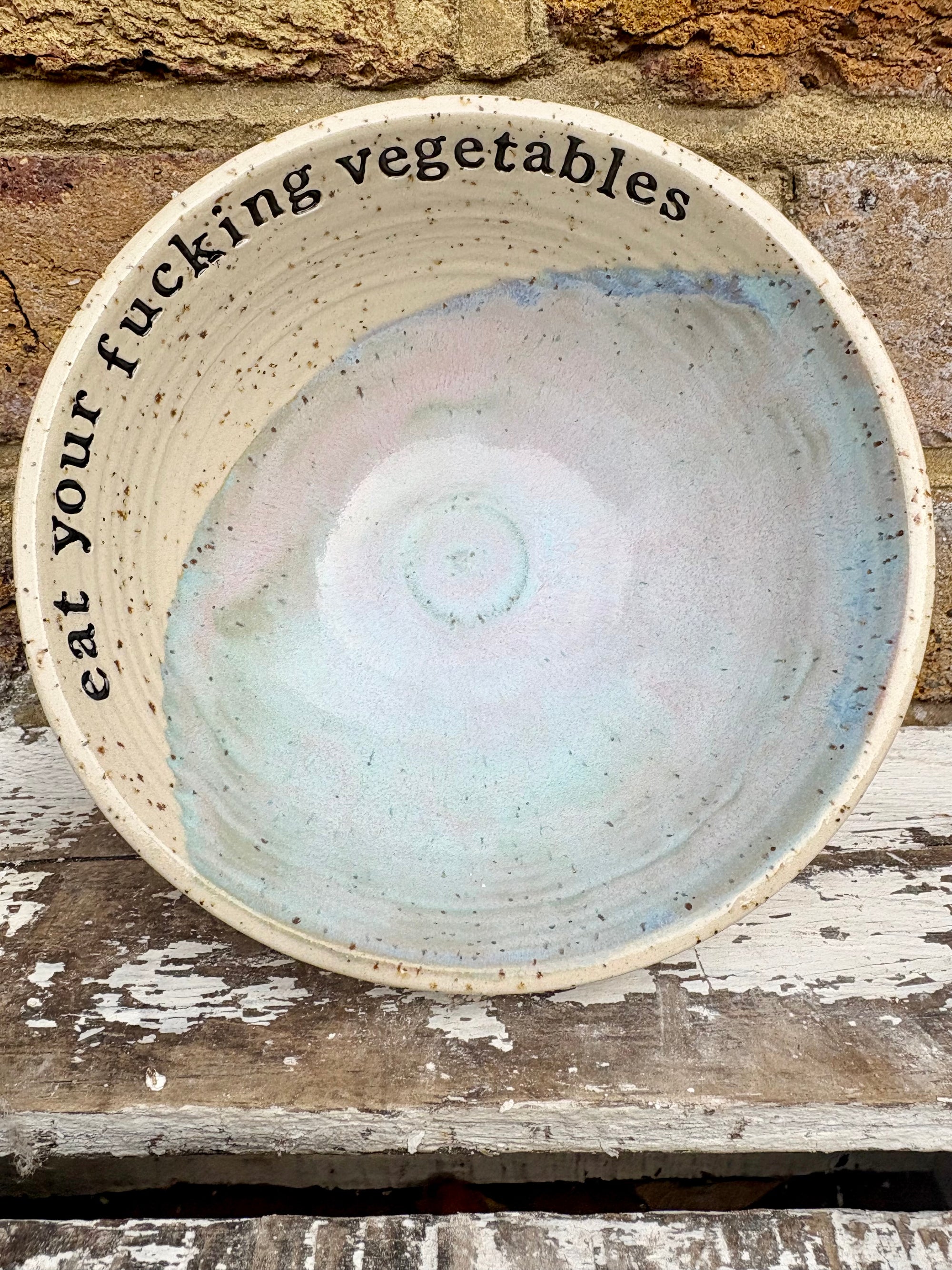 “eat your fucking vegetables" serving dish