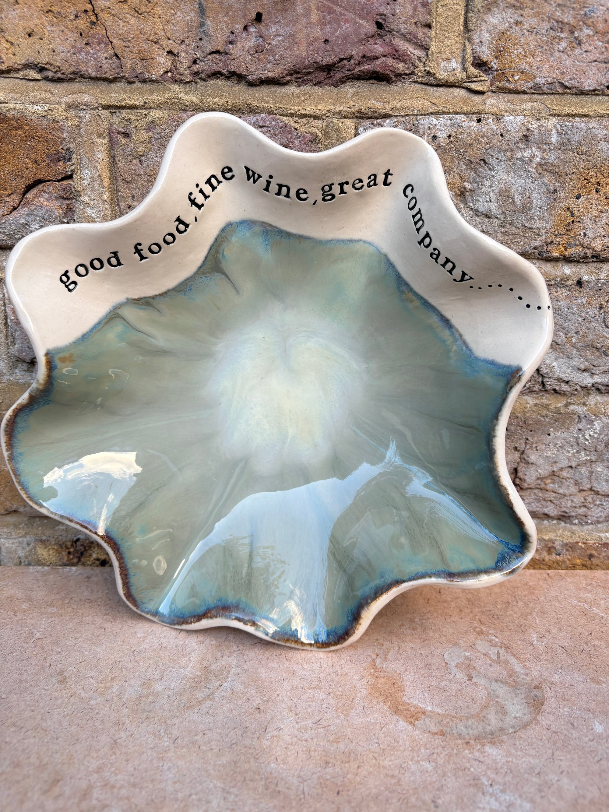 "good food, fine wine, good company..." dish (Sage)