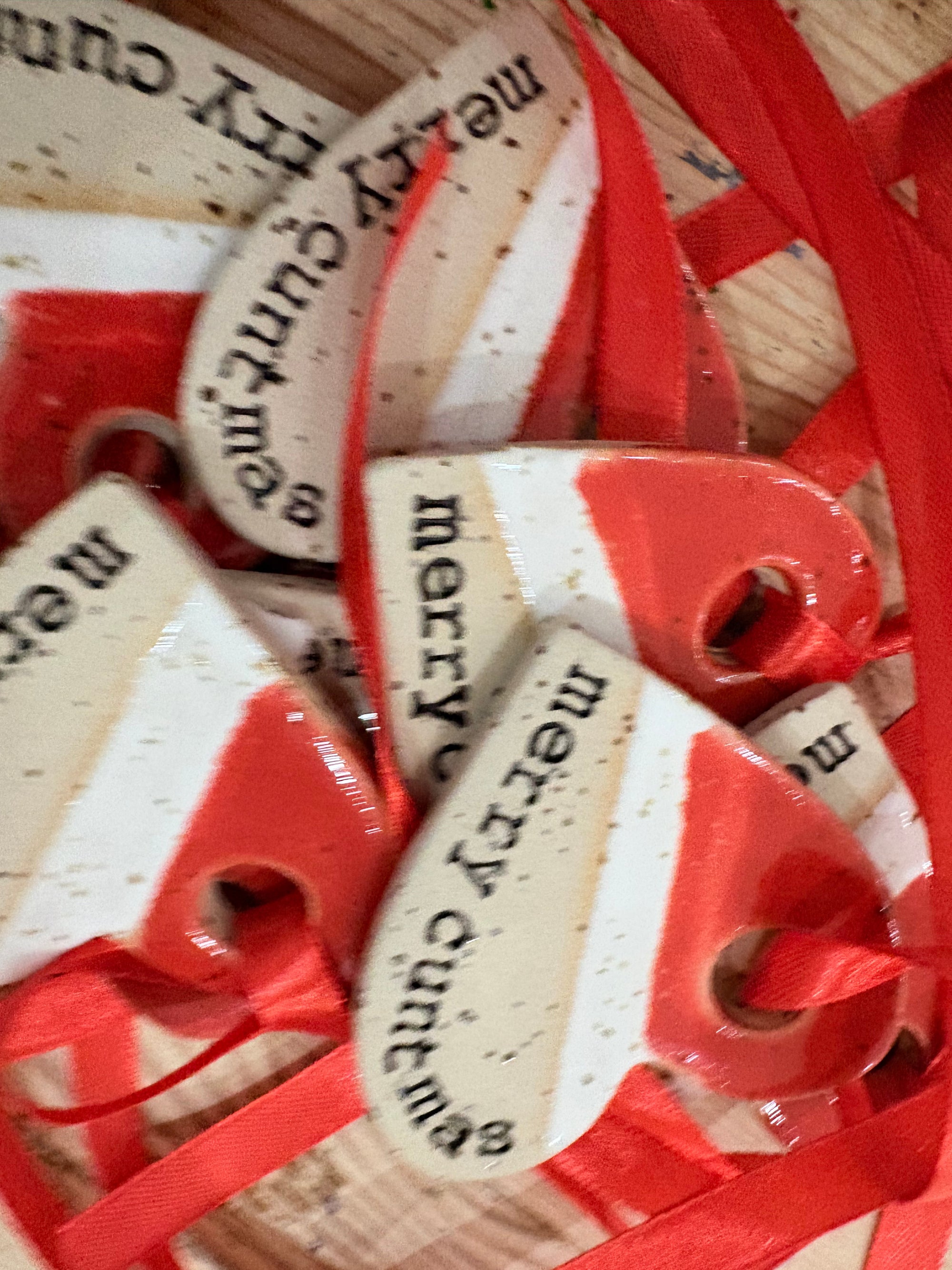 “merry cuntmas” hanging decoration (red and white, large)