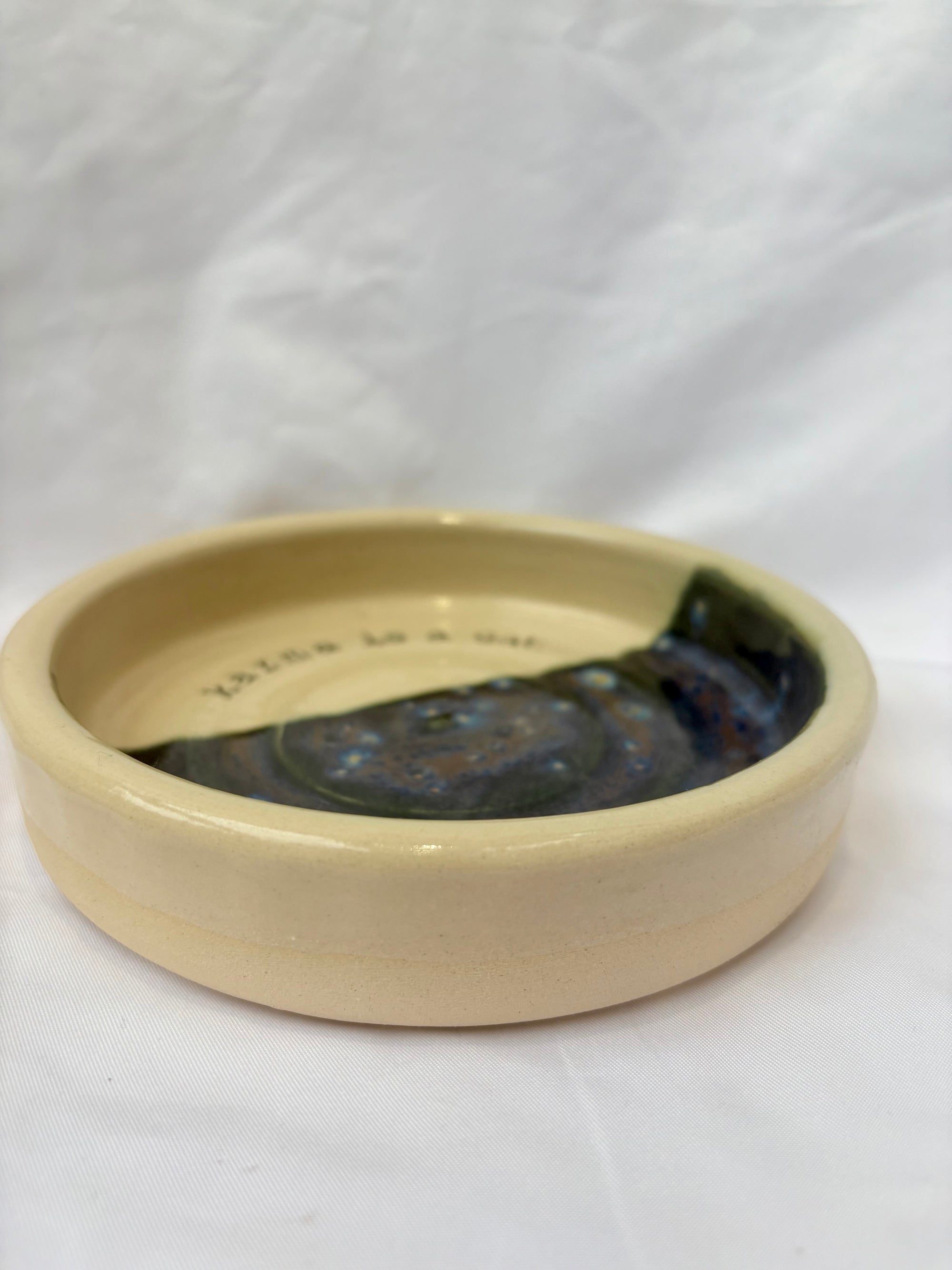 “karma is a cat” cat bowl (deep green)