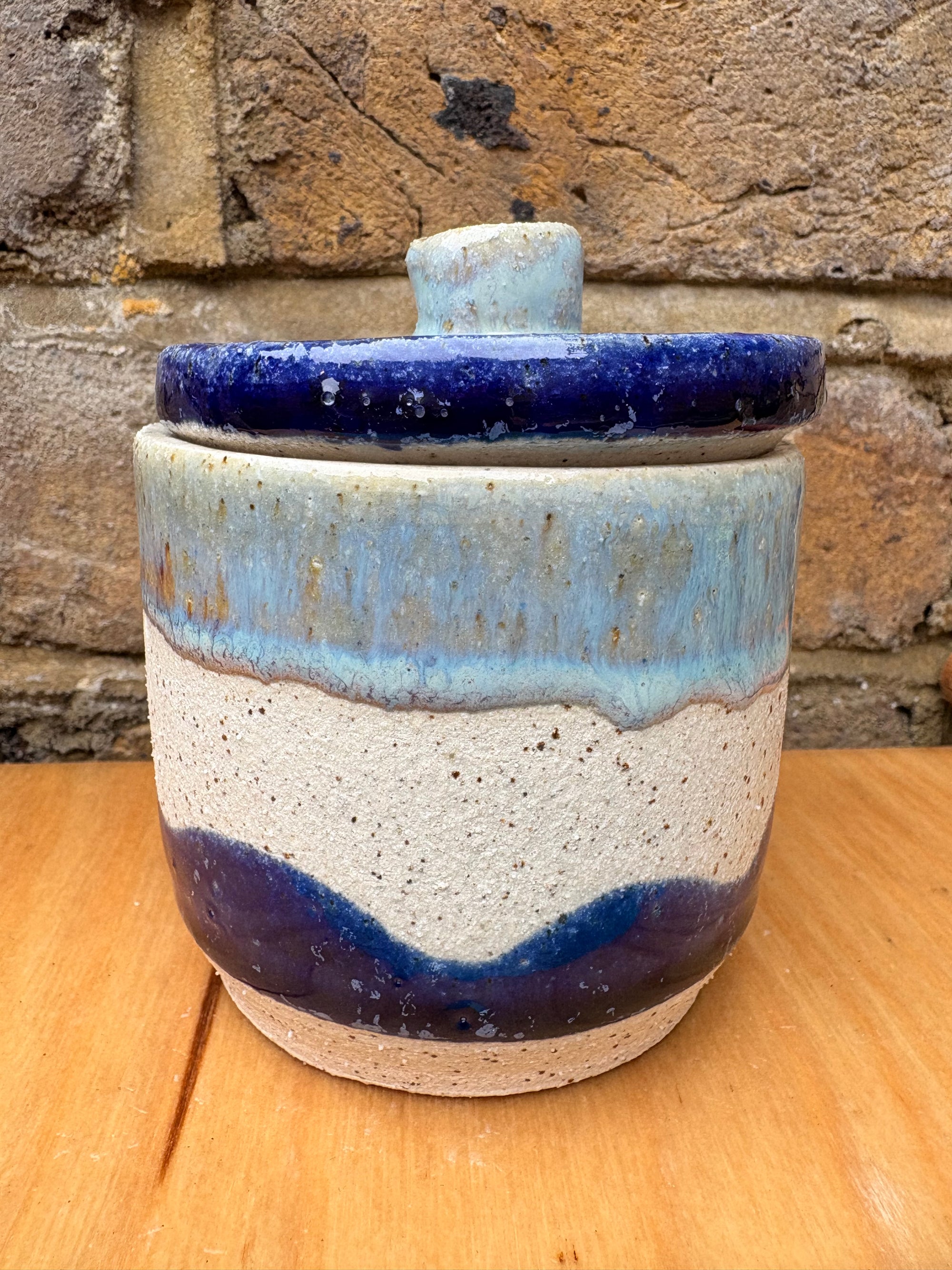 “stuff i should throw away" lidded pot (blue night sky)