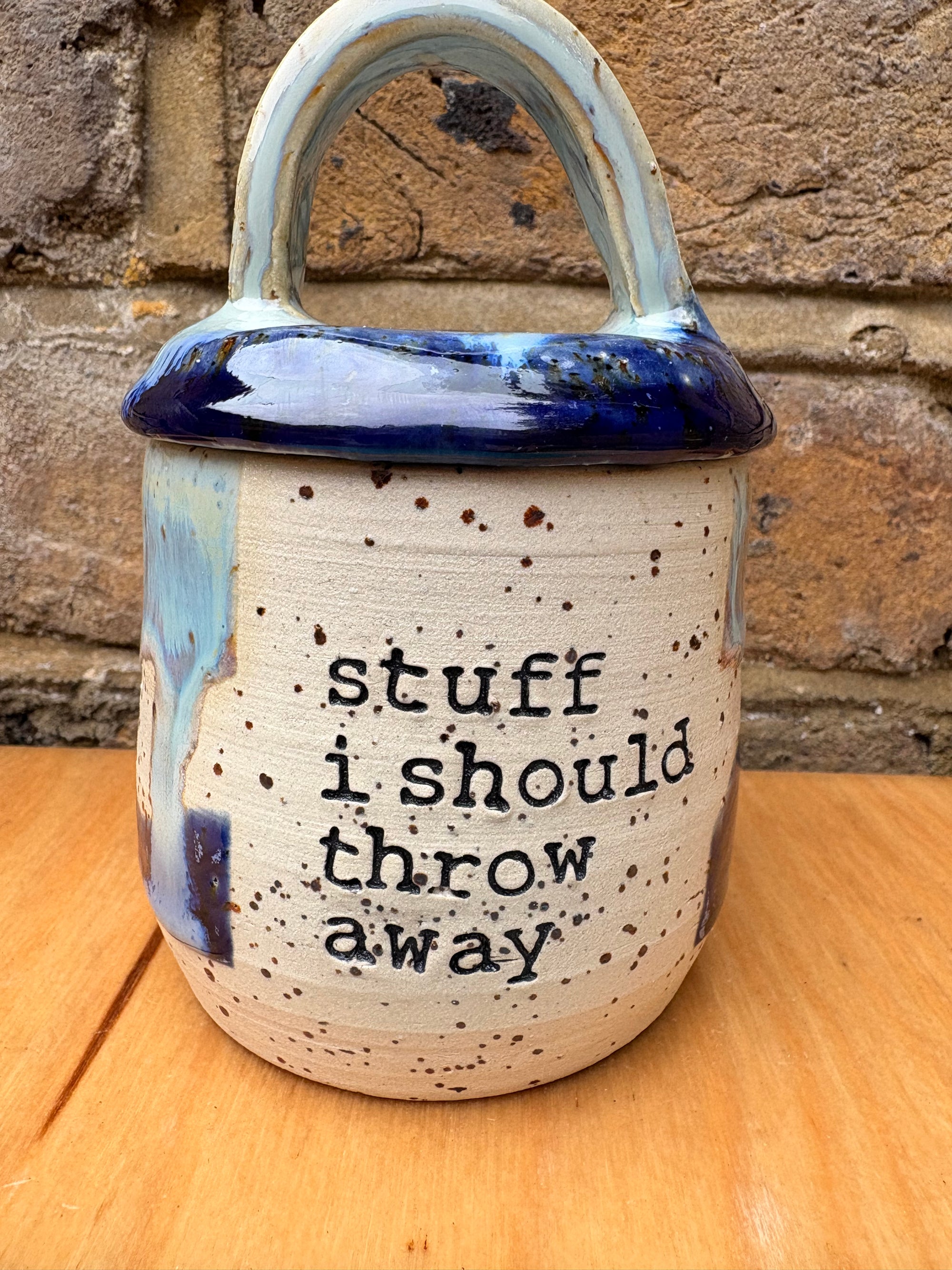“stuff i should throw away" lidded pot (blue night sky)