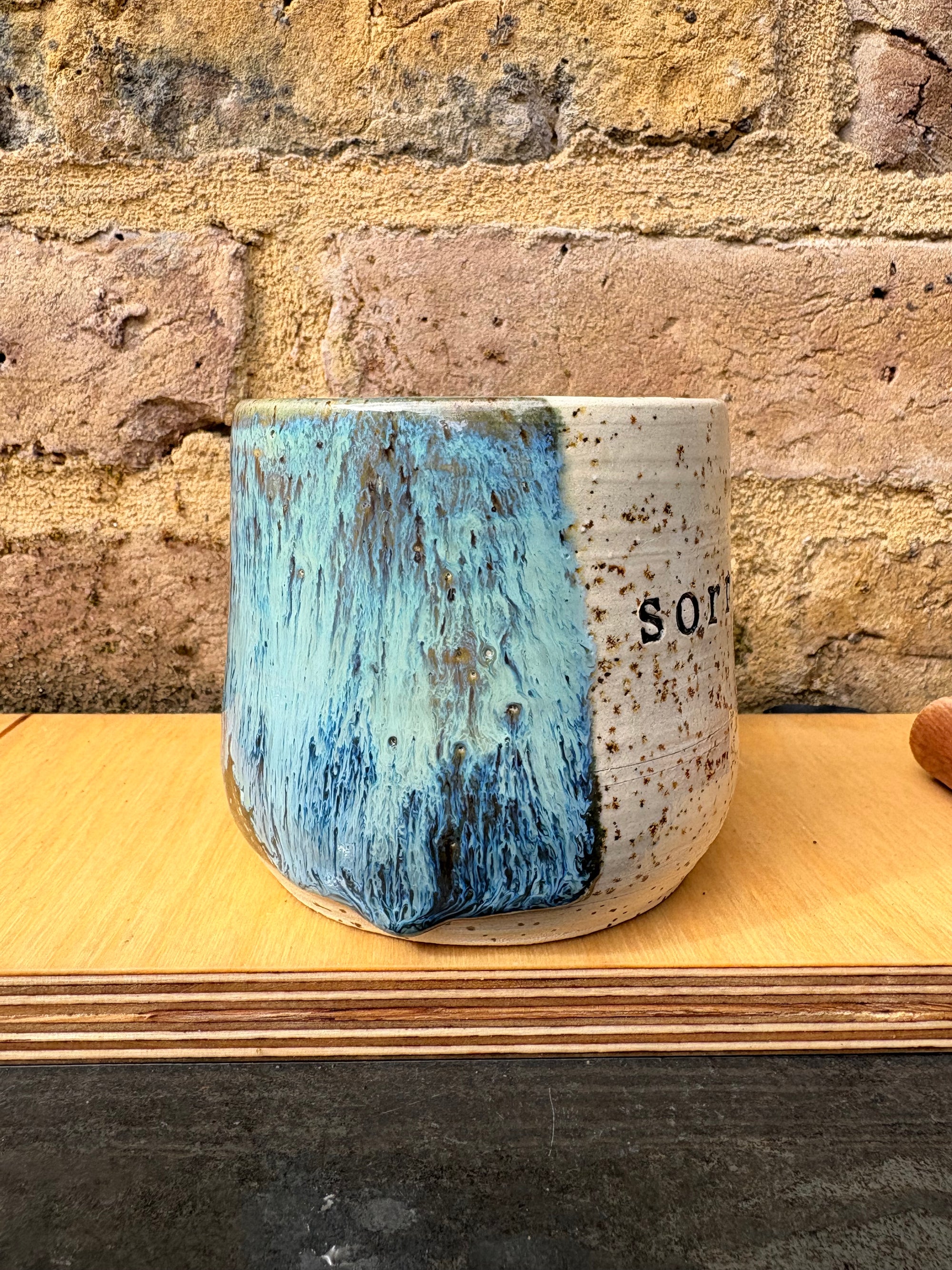“Sorry" “not sorry” mug (blue night sky)