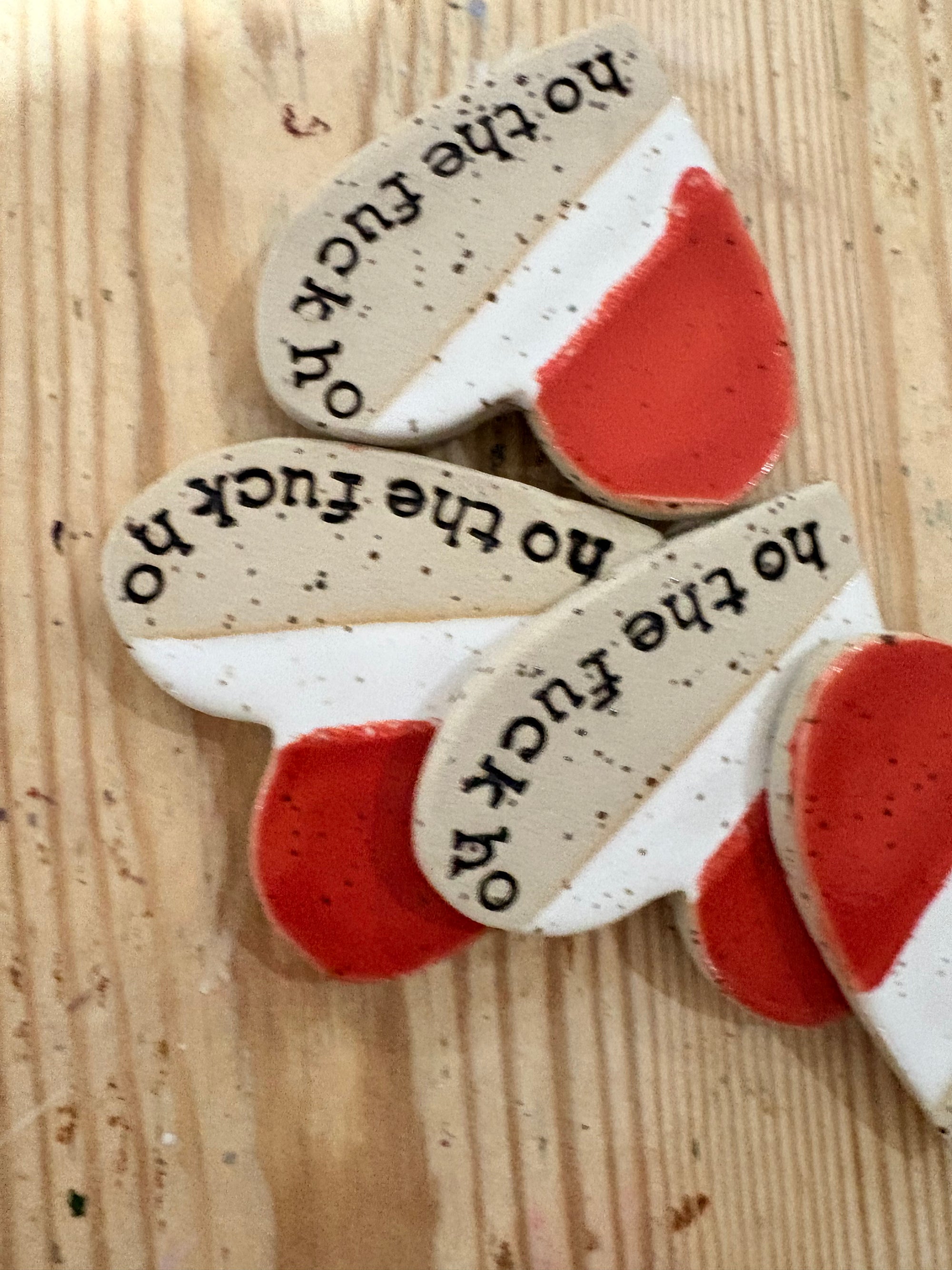 “ho the fuck ho” magnet (red and white, large)