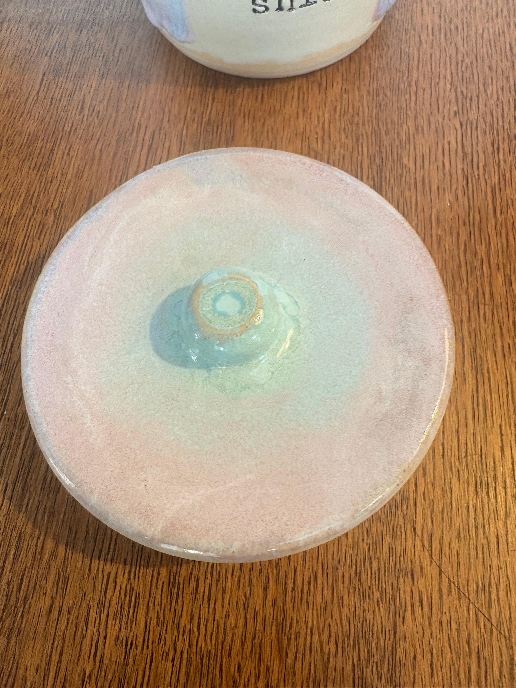 "random shit" lidded pot (oyster pink)