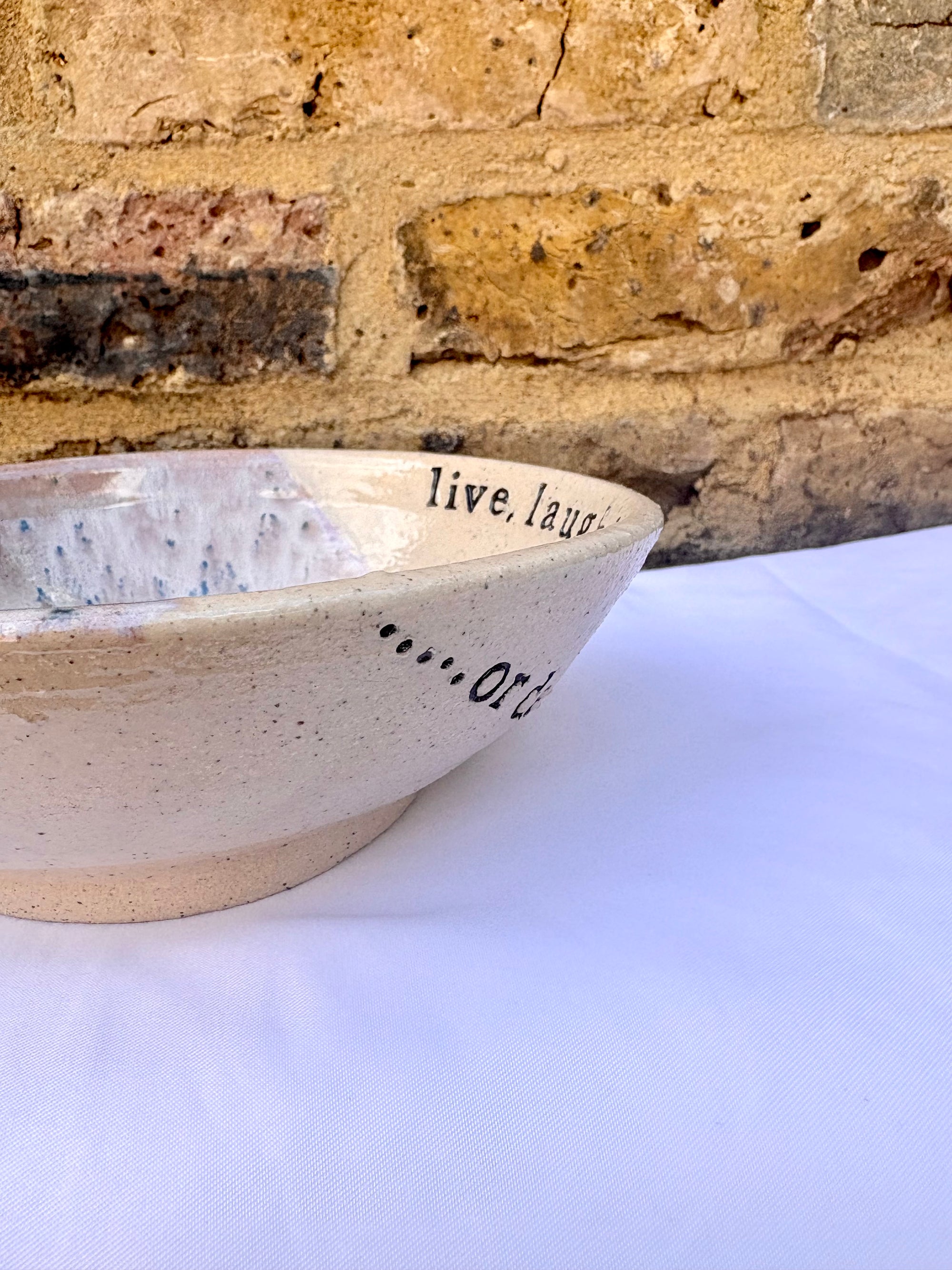 "live, laugh, love...or despair and die alone" bowl (Lilac Dream)