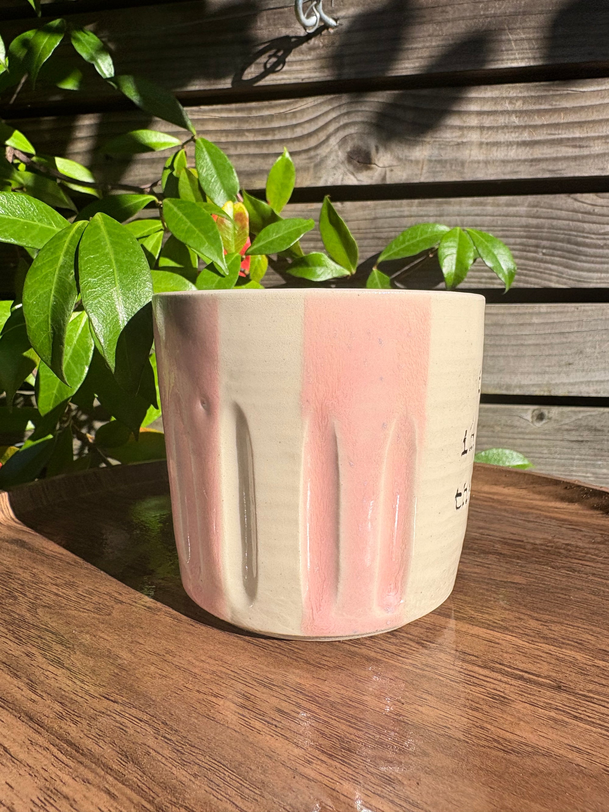 "fuck off, i'm watching the traitors" mug (no handle/pink/grooves, 320ml)