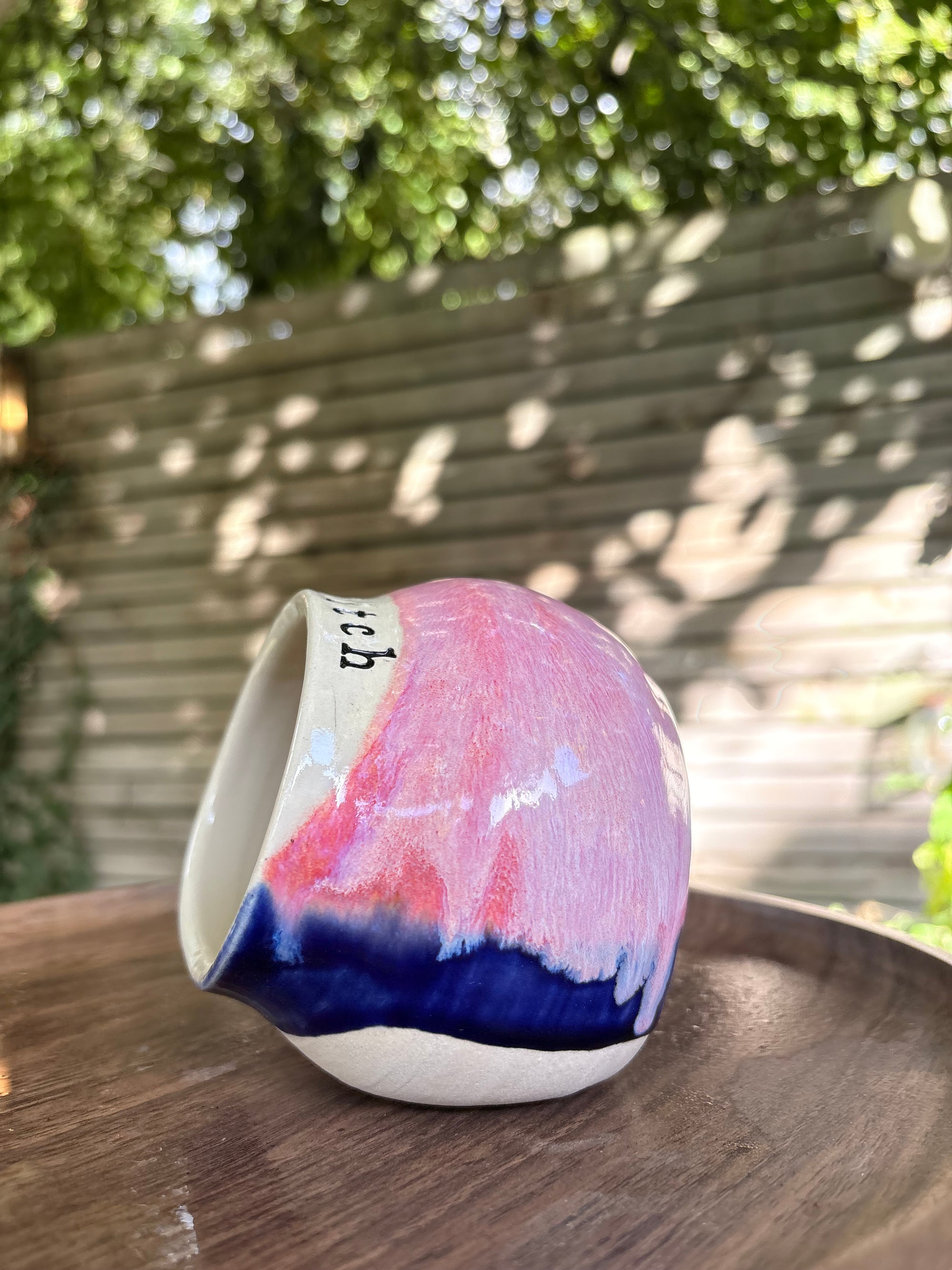 "salty bitch" salt pig (XL, blue/pink, cream clay)