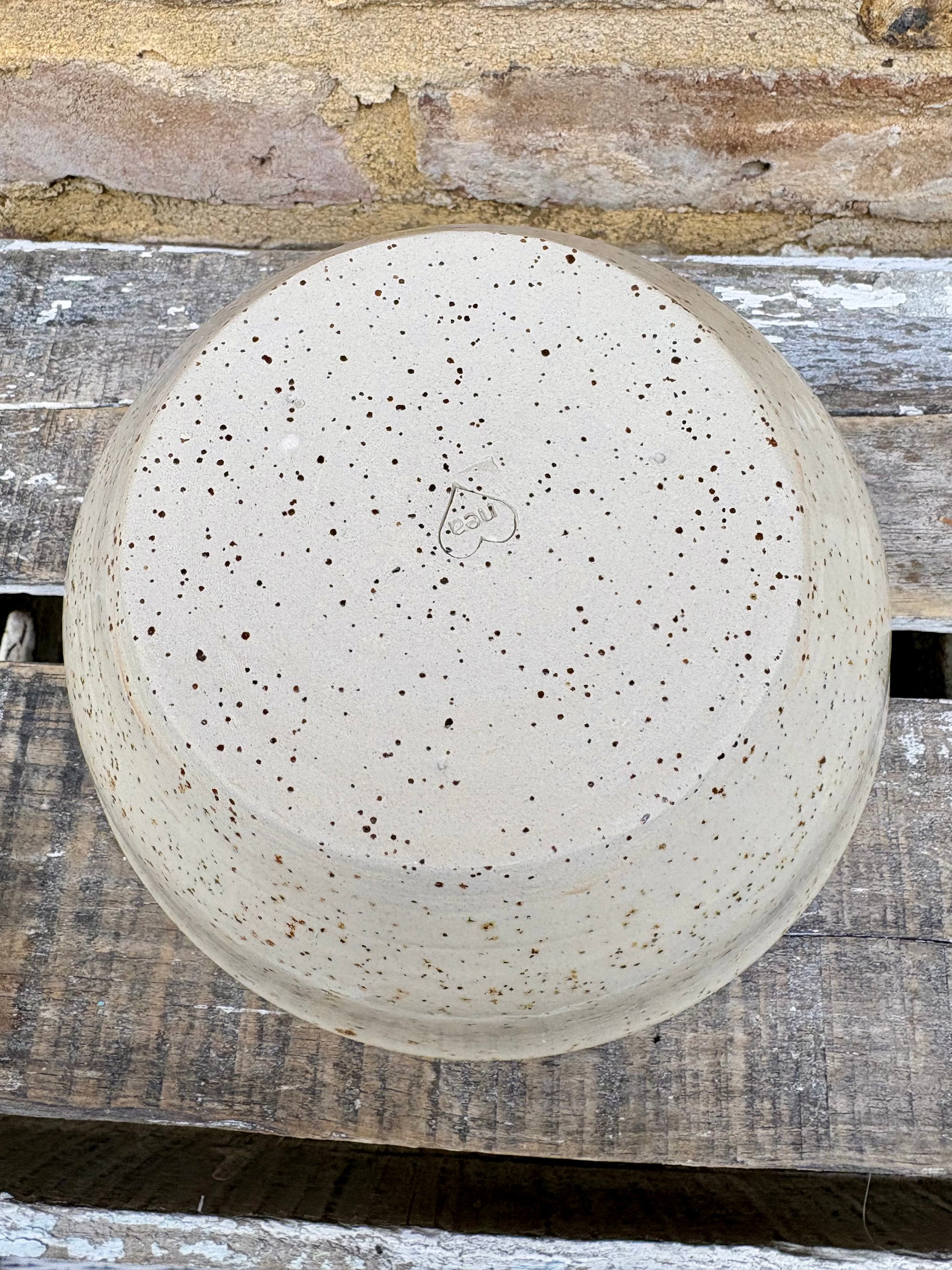 “eat, drink & fuck off by 9pm"  deep round salad/pasta bowl (mint choc chip, flecked clay)