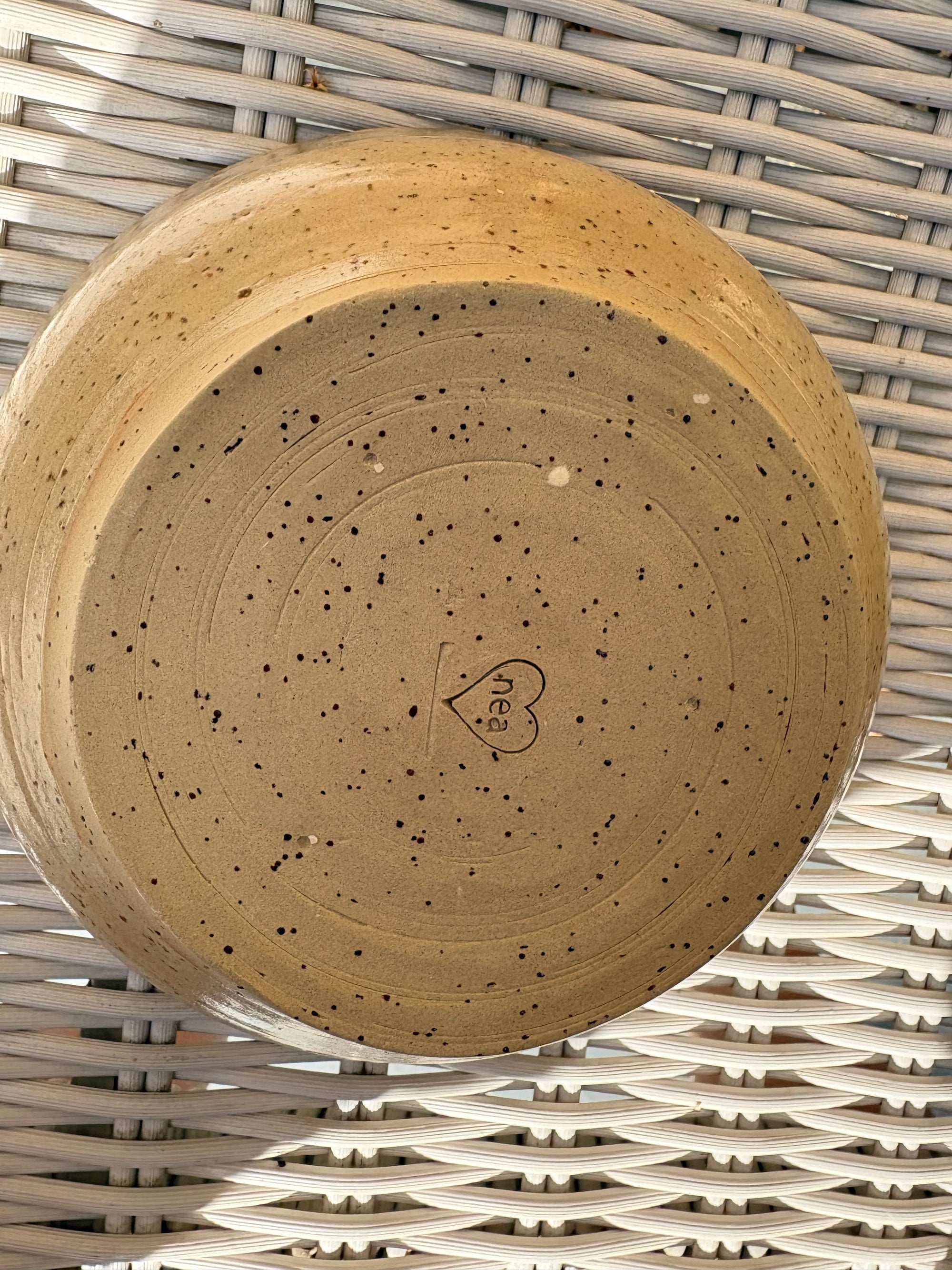 “eat, drink and fuck off by 9pm"  deep round salad/pasta bowl (lilac, flecked clay)