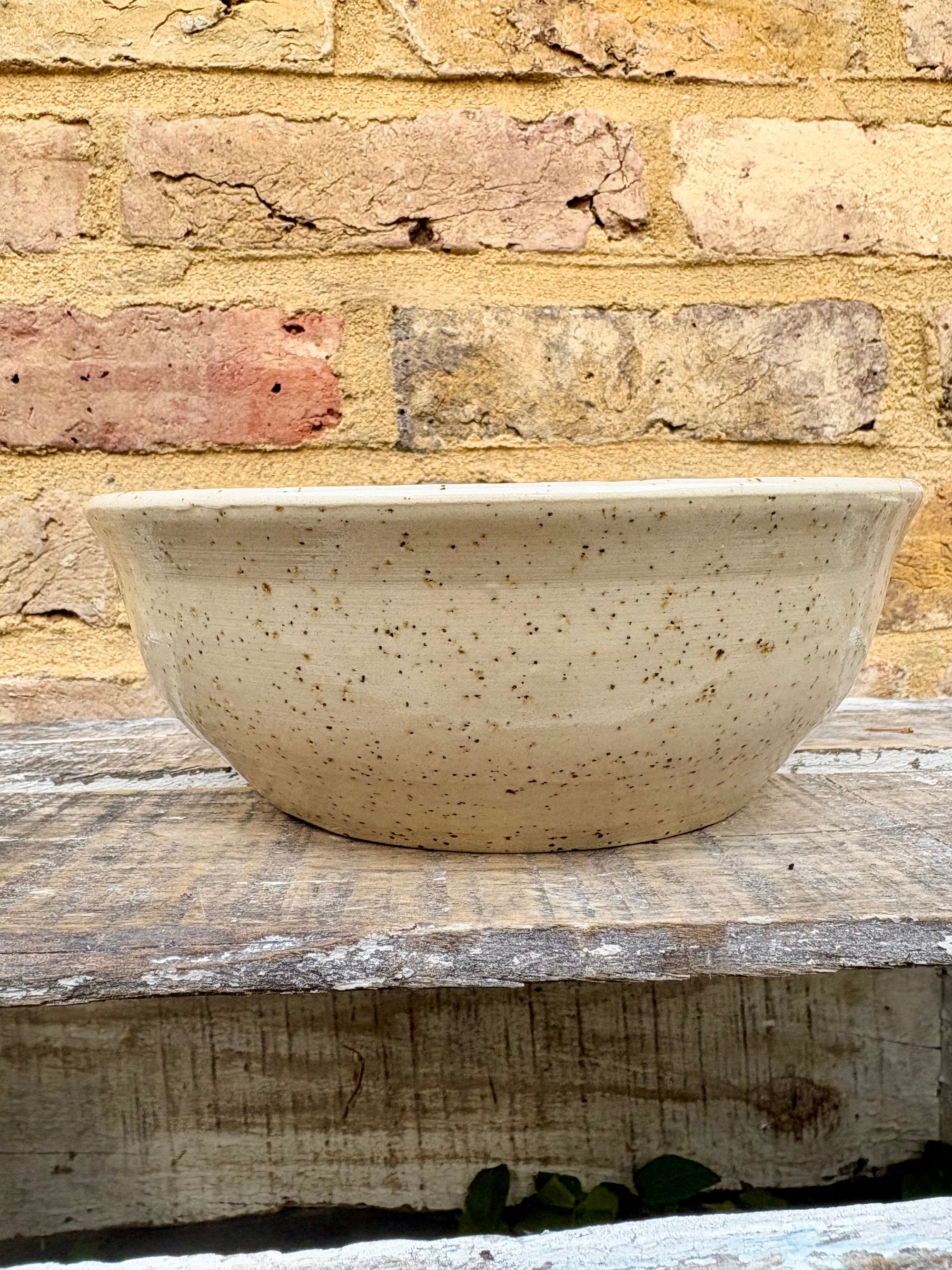 “eat, drink & fuck off by 9pm"  deep round salad/pasta bowl (mint choc chip, flecked clay)
