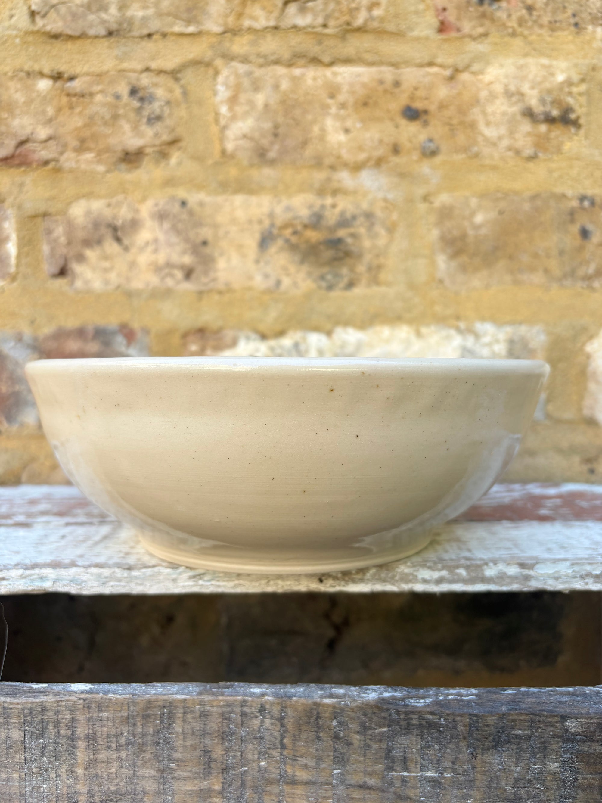 “eat, drink and fuck off by 9pm"  deep round salad/pasta bowl (green, cream clay)