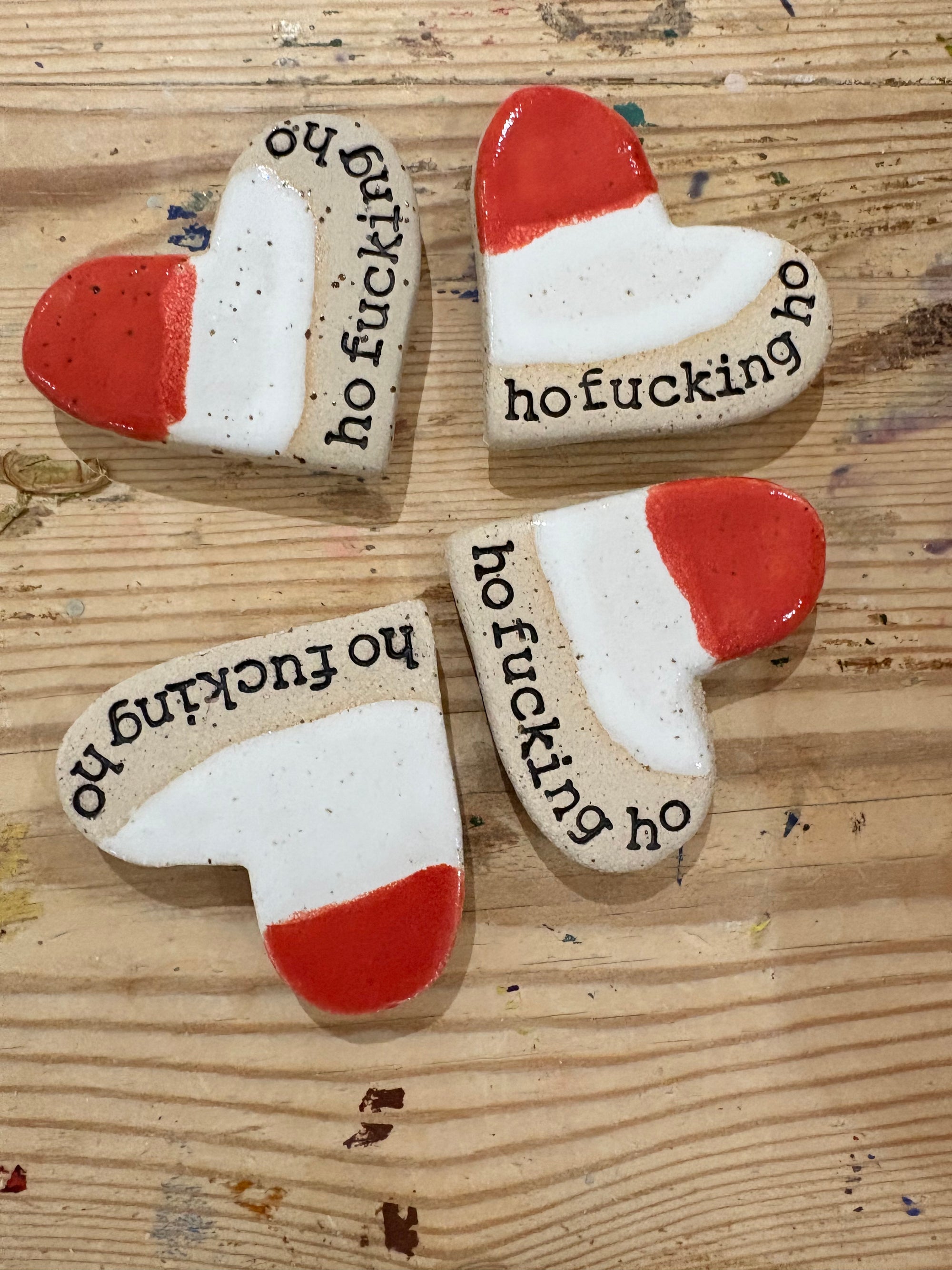 “ho fucking ho” magnet (red and white, medium)